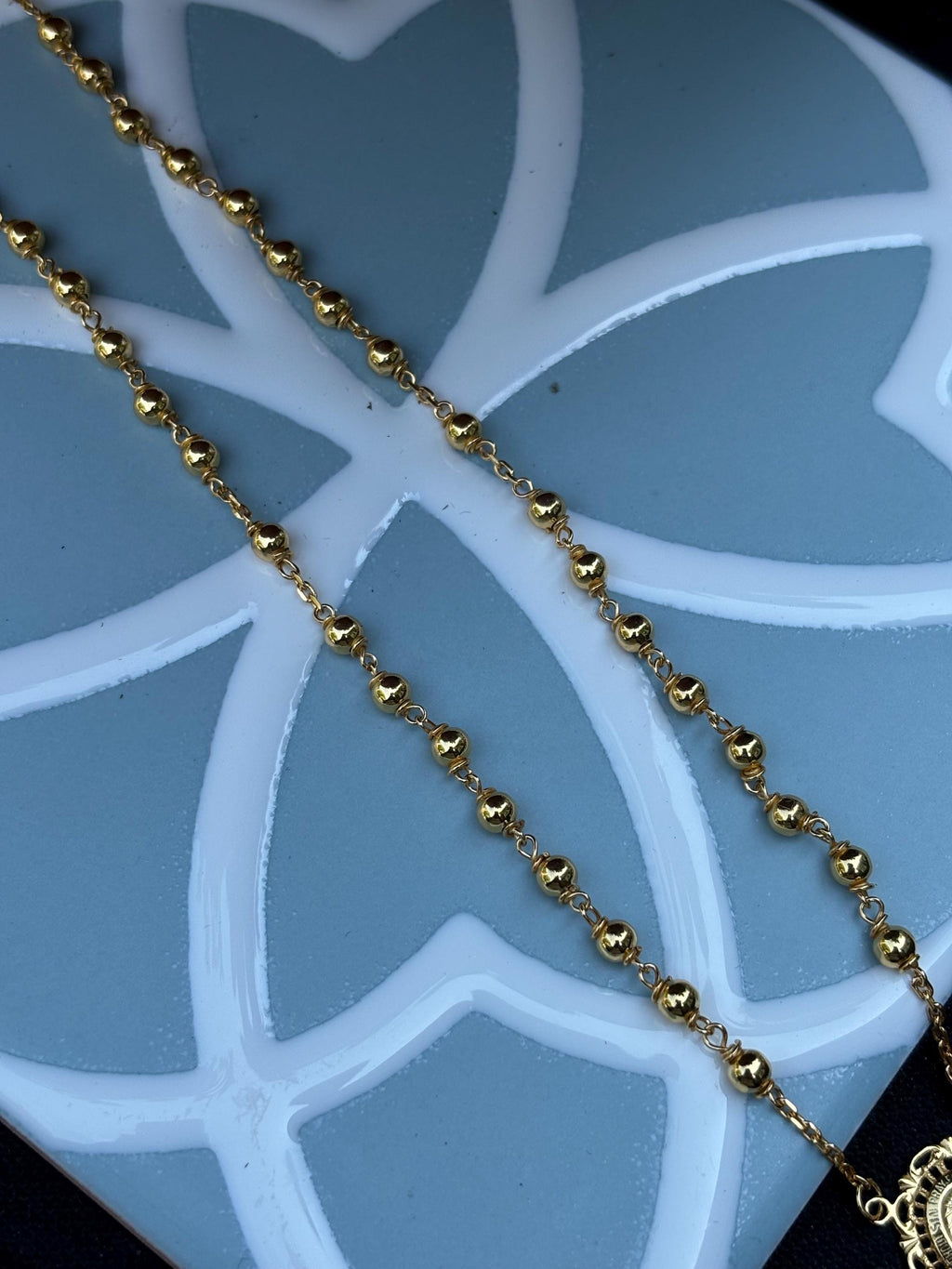 Sterling Silver Gold-plated Rosary Necklace
