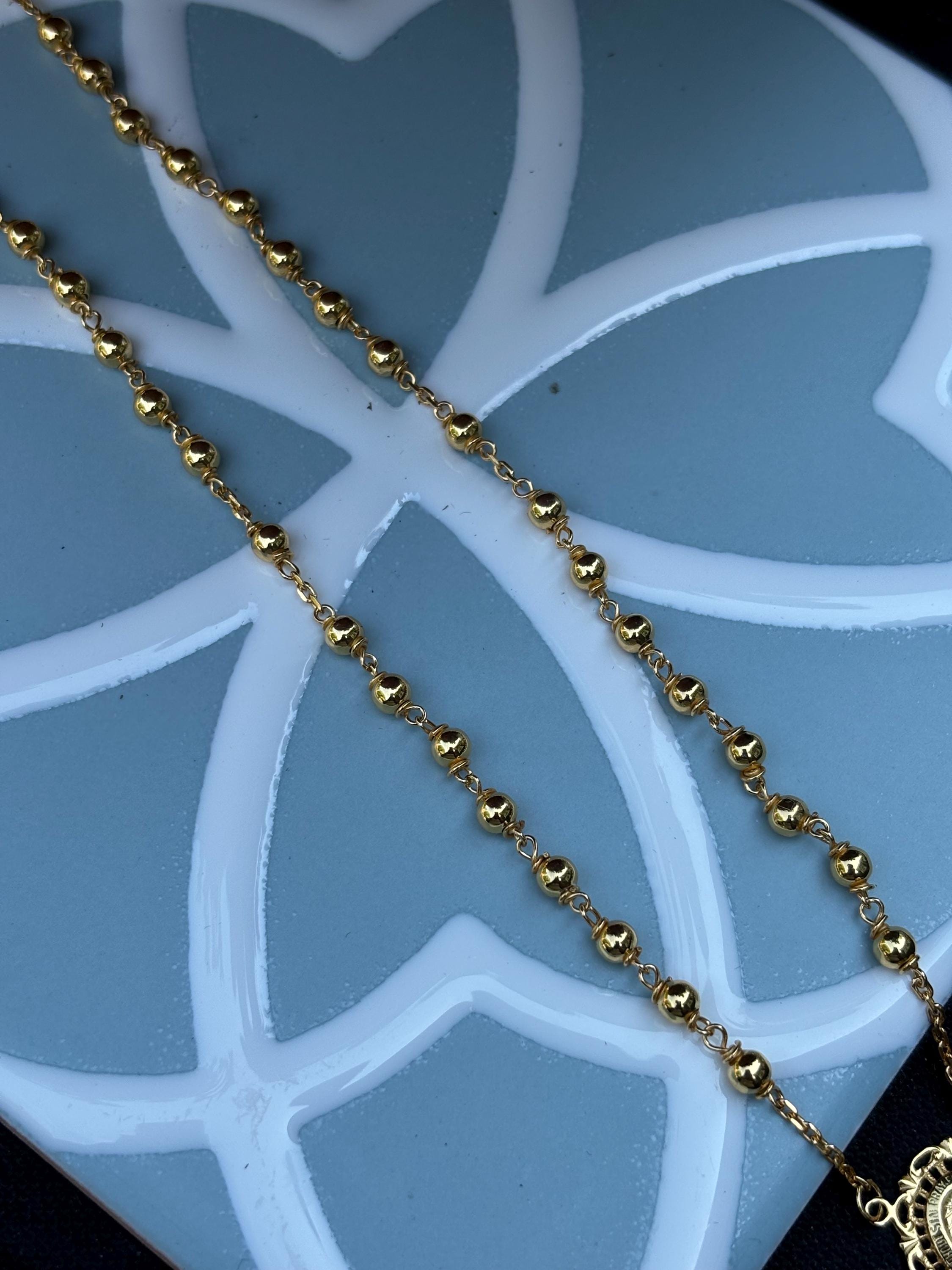 Sterling Silver Gold-plated Rosary Necklace