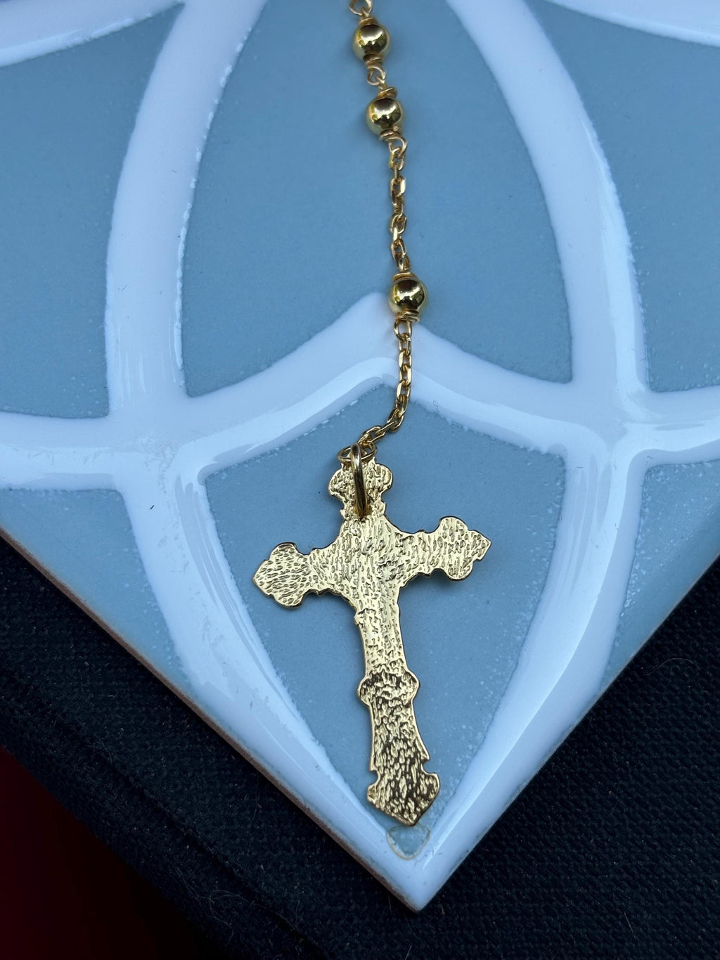 Sterling Silver Gold-plated Rosary Necklace