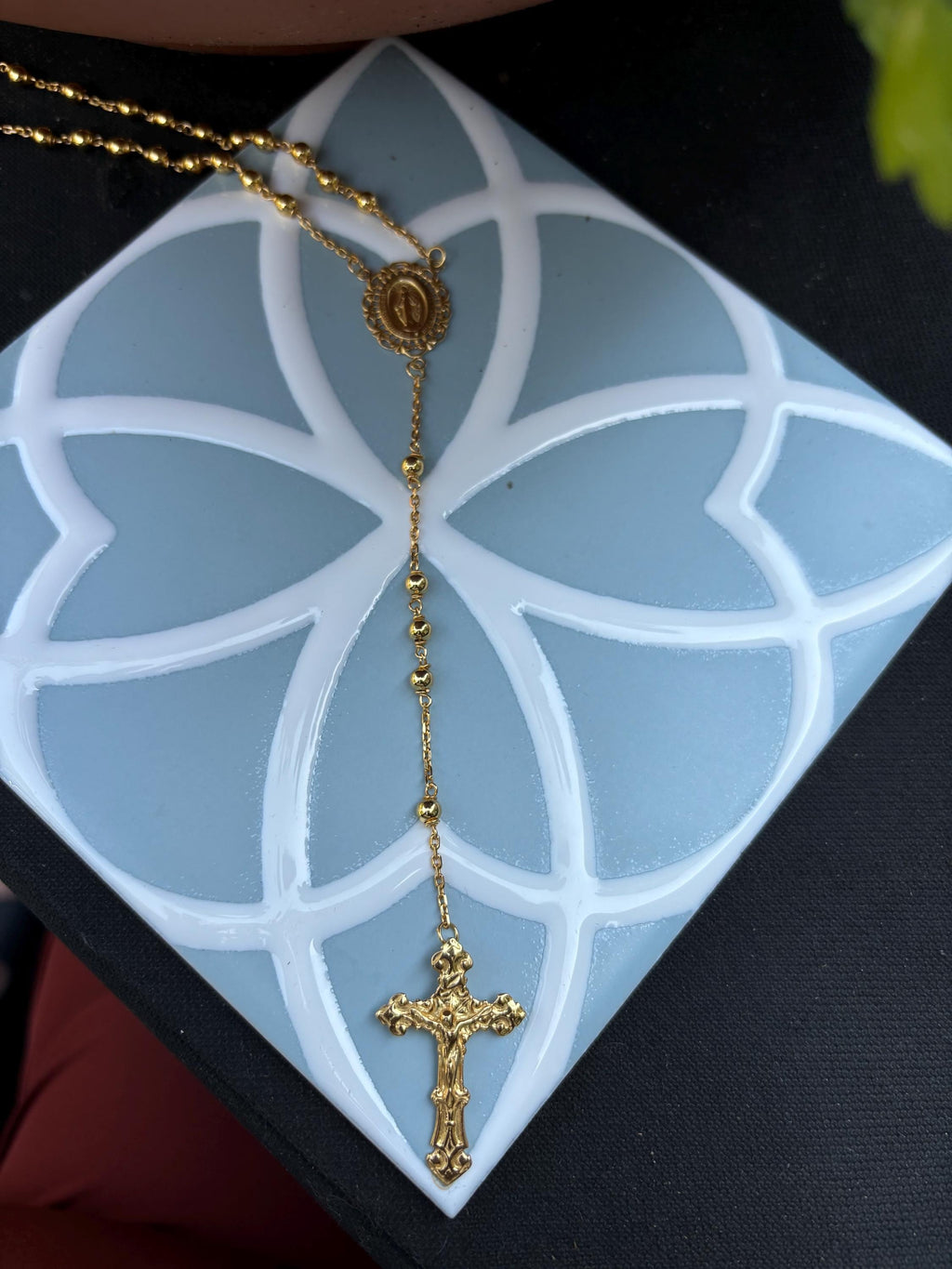 Sterling Silver Gold-plated Rosary Necklace