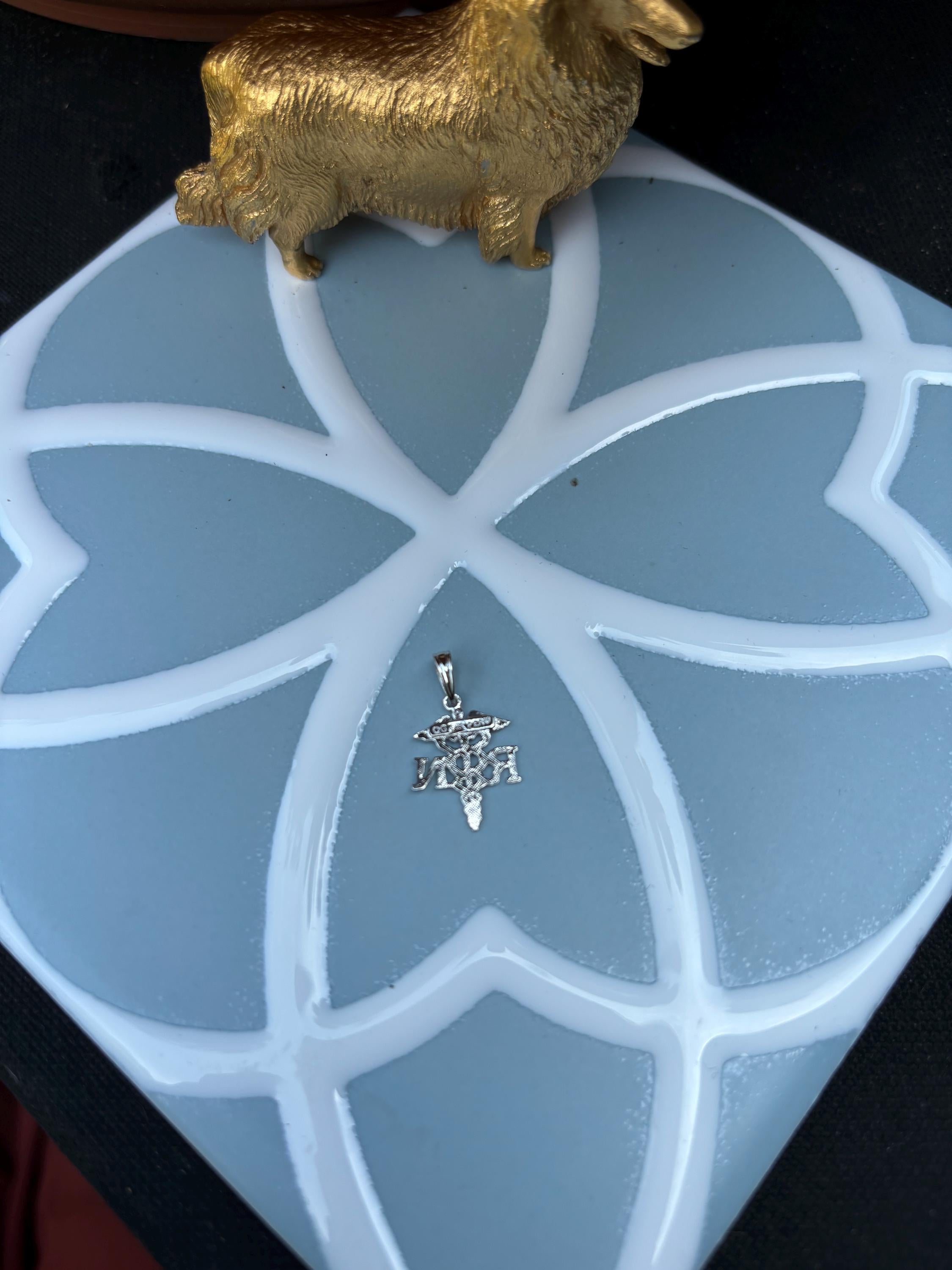 Sterling Silver Plated RN Caduceus Pendant