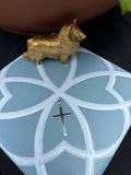 Sterling Silver Plated Polished Front Textured Back Cross Pendant