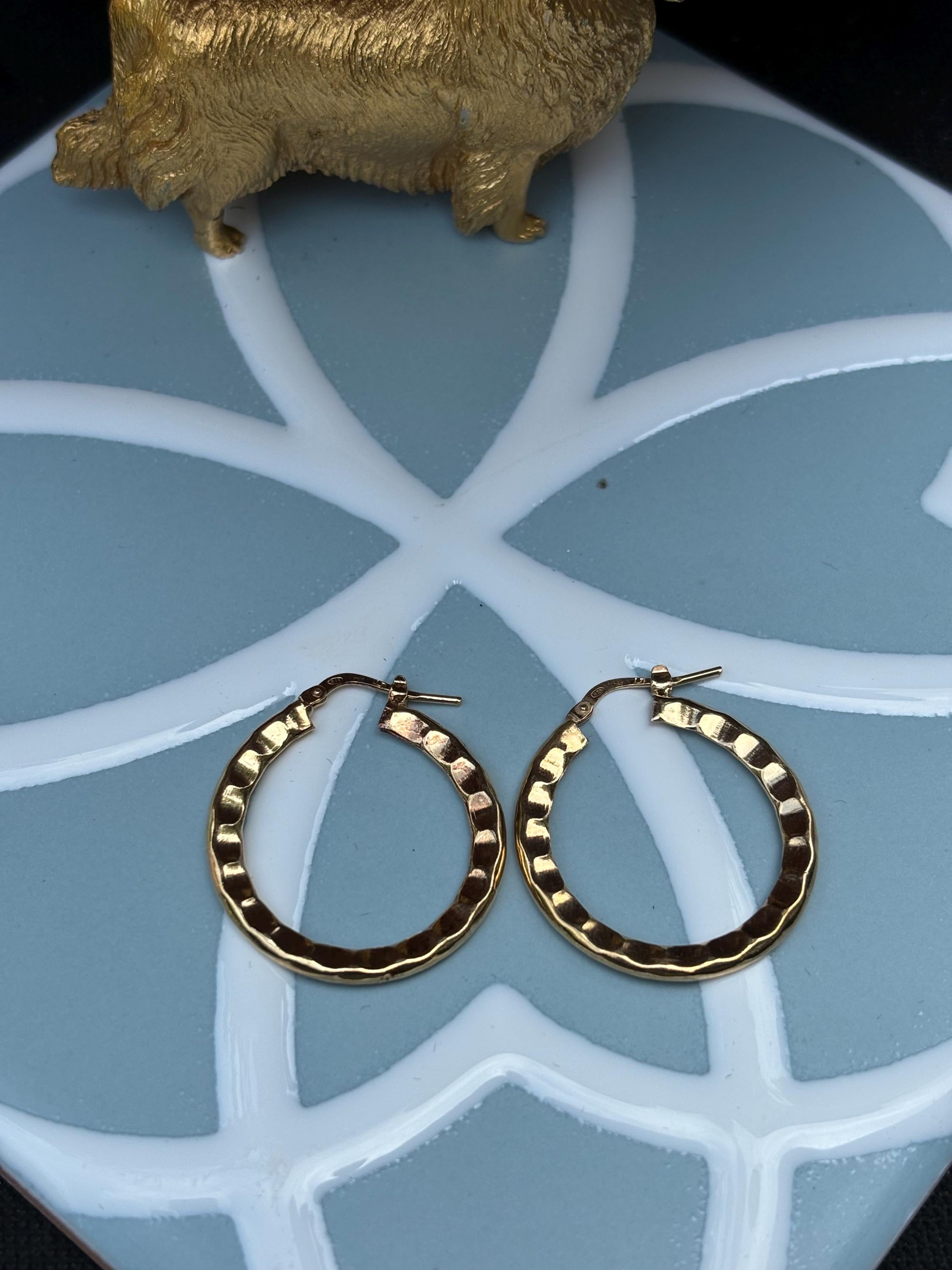 Sterling Silver Gold-plated Hammered Hoop Earrings