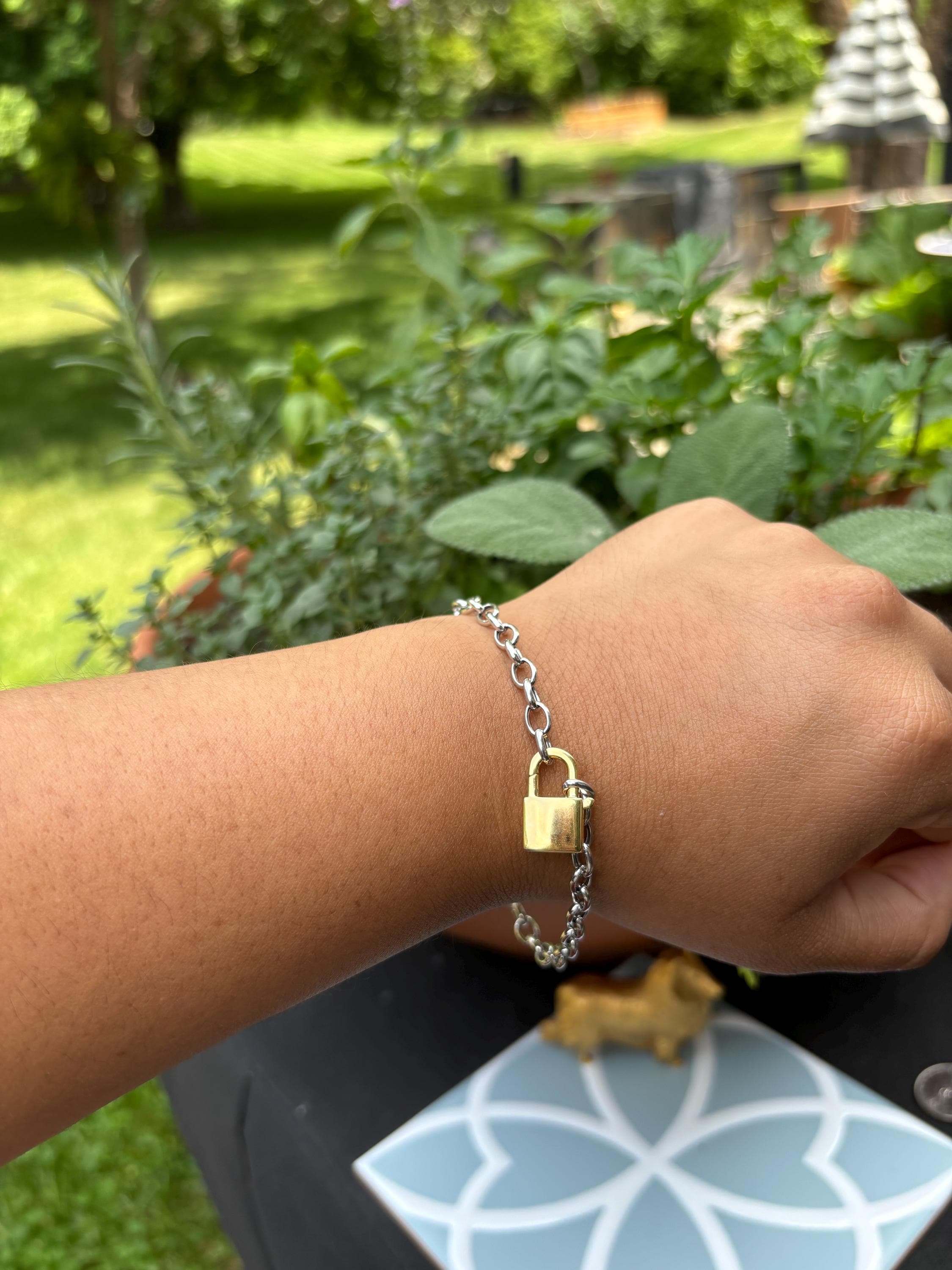 Sterling Silver Rolo Chain Bracelet with Padlock Clasp