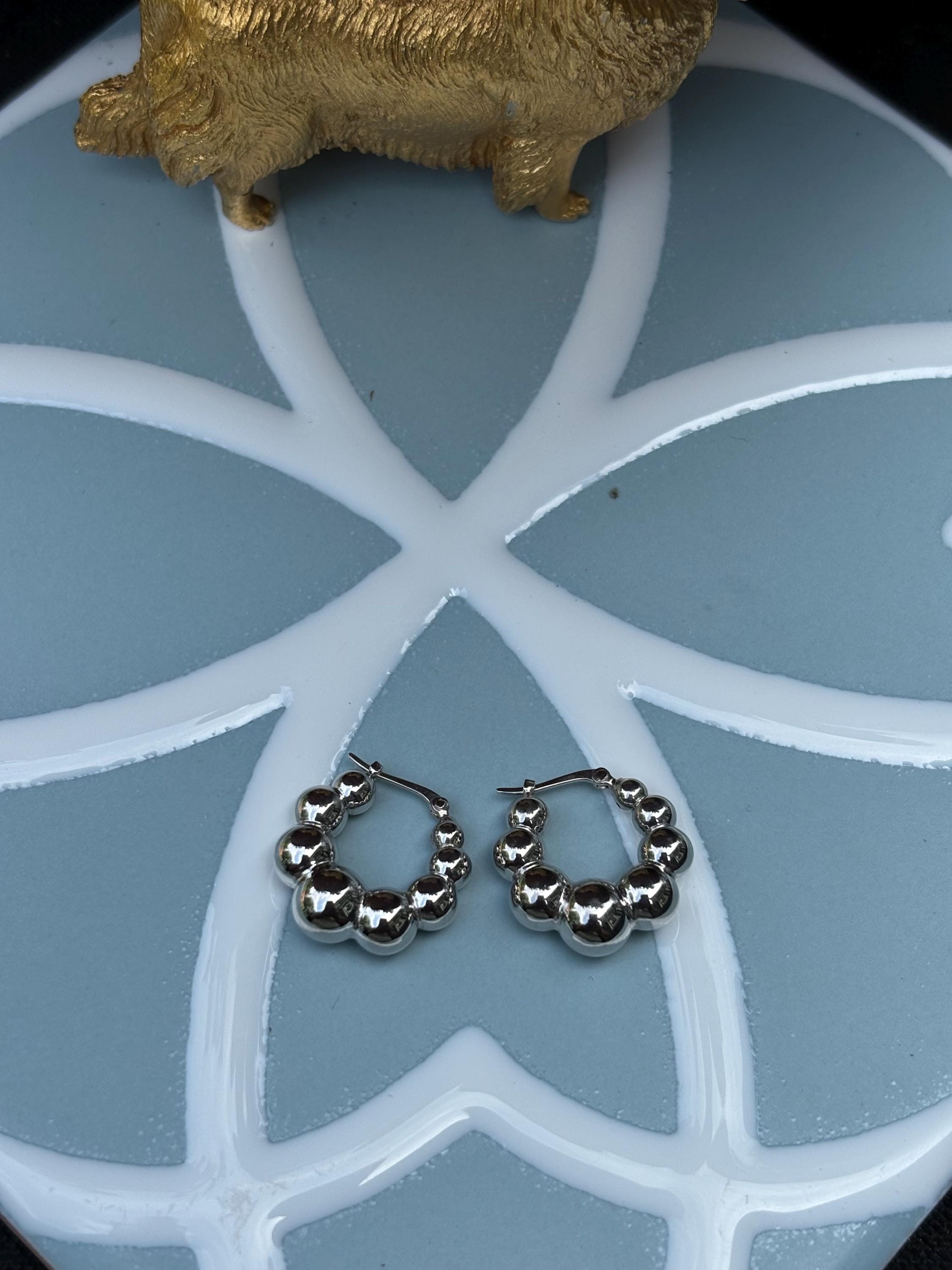 Sterling Silver Bubble Hoop Earrings