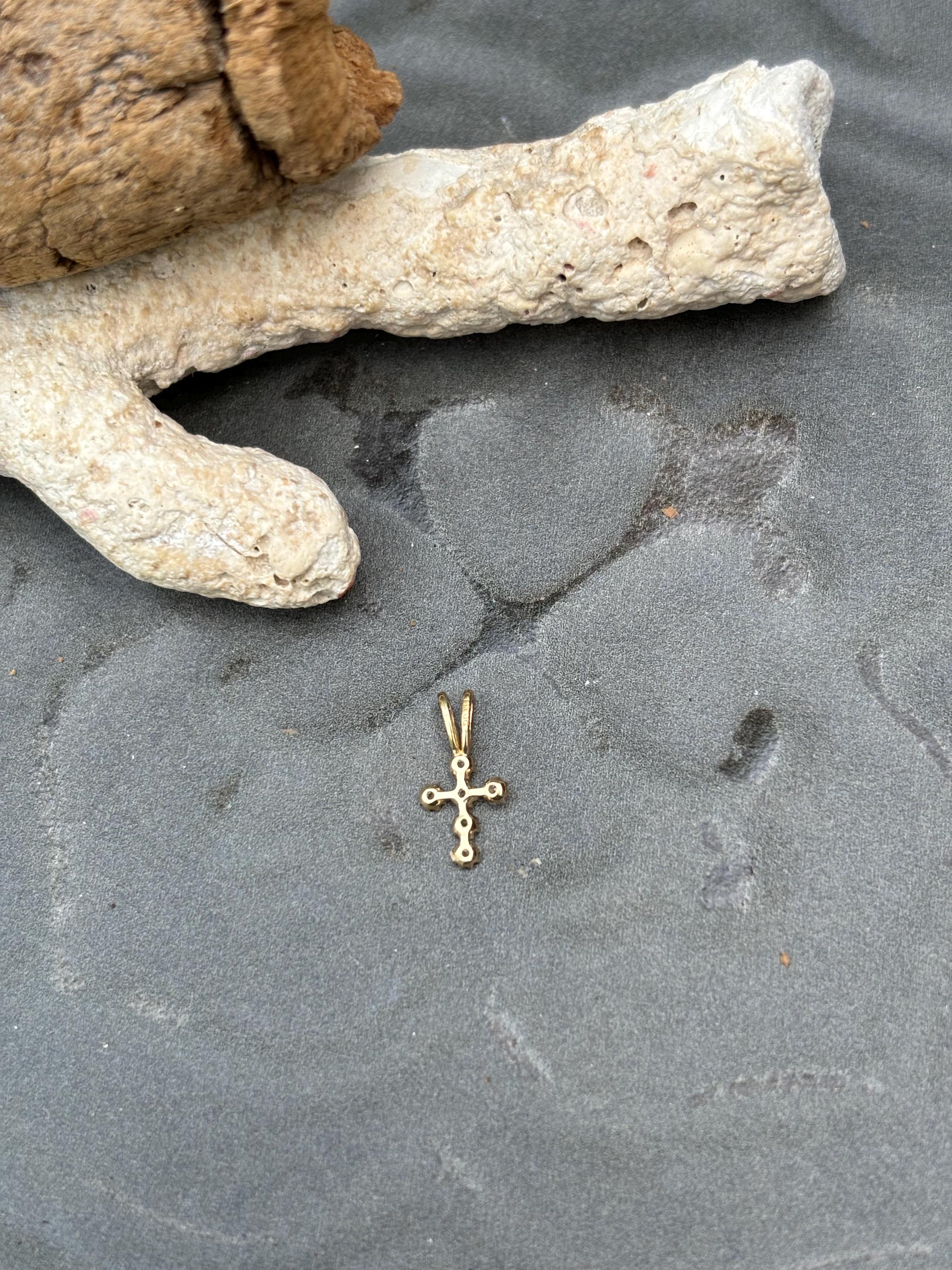14K Gold Mini Cross Pendant