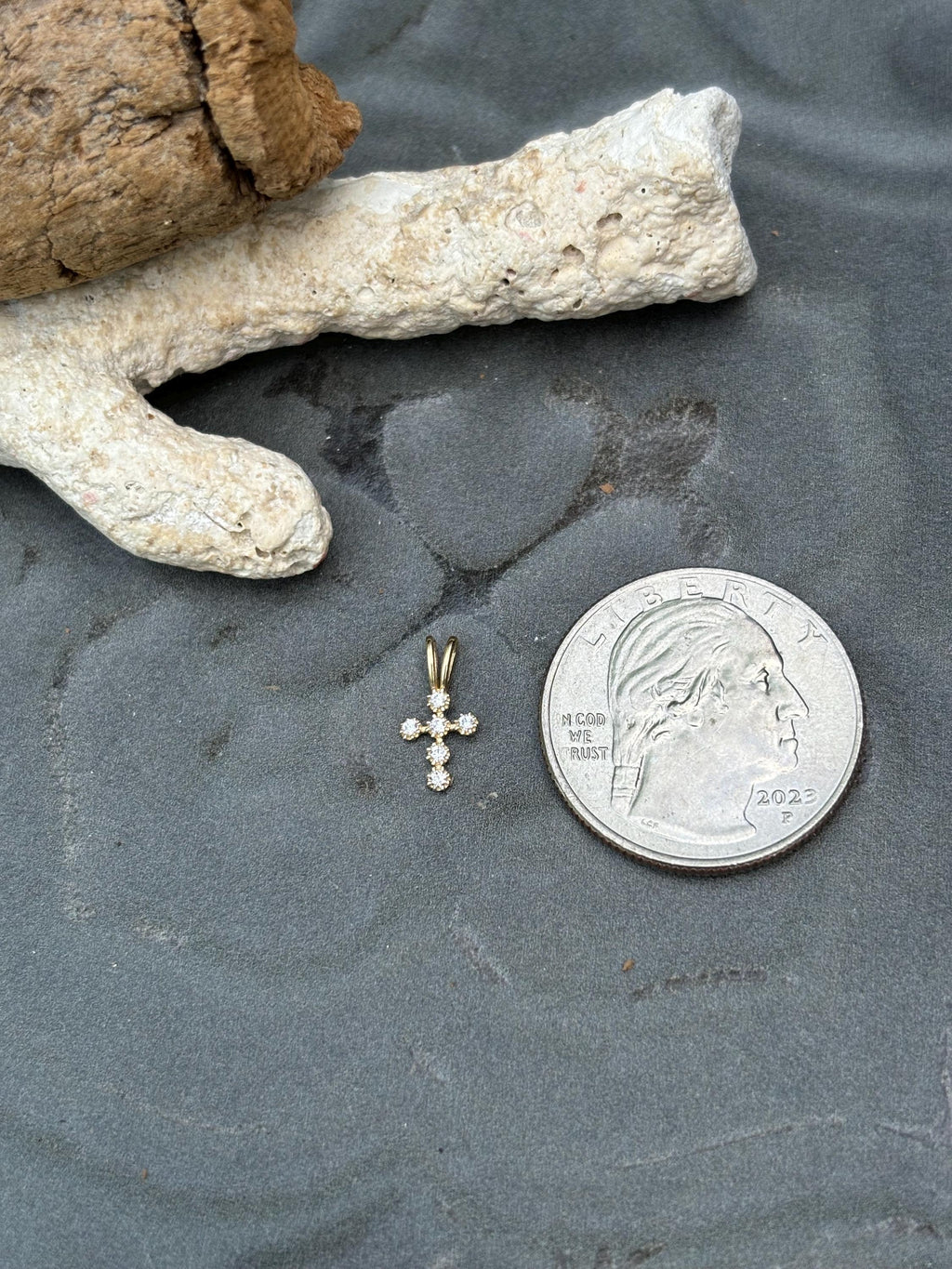 14K Gold Mini Cross Pendant