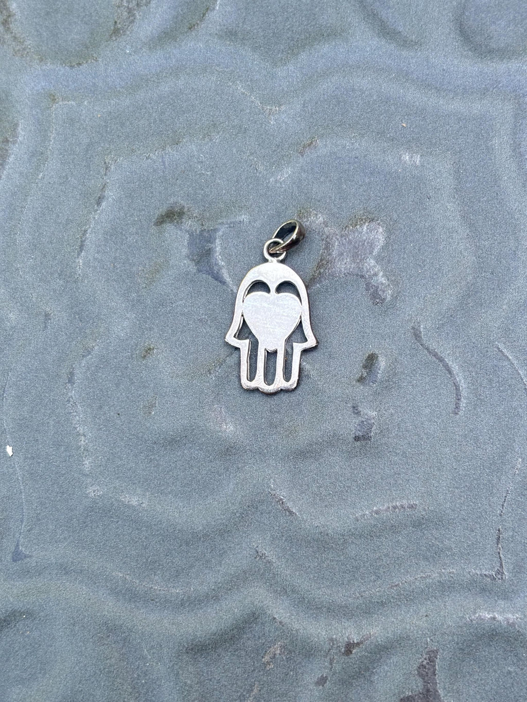 Sterling Silver Hand with Heart Detail Charm