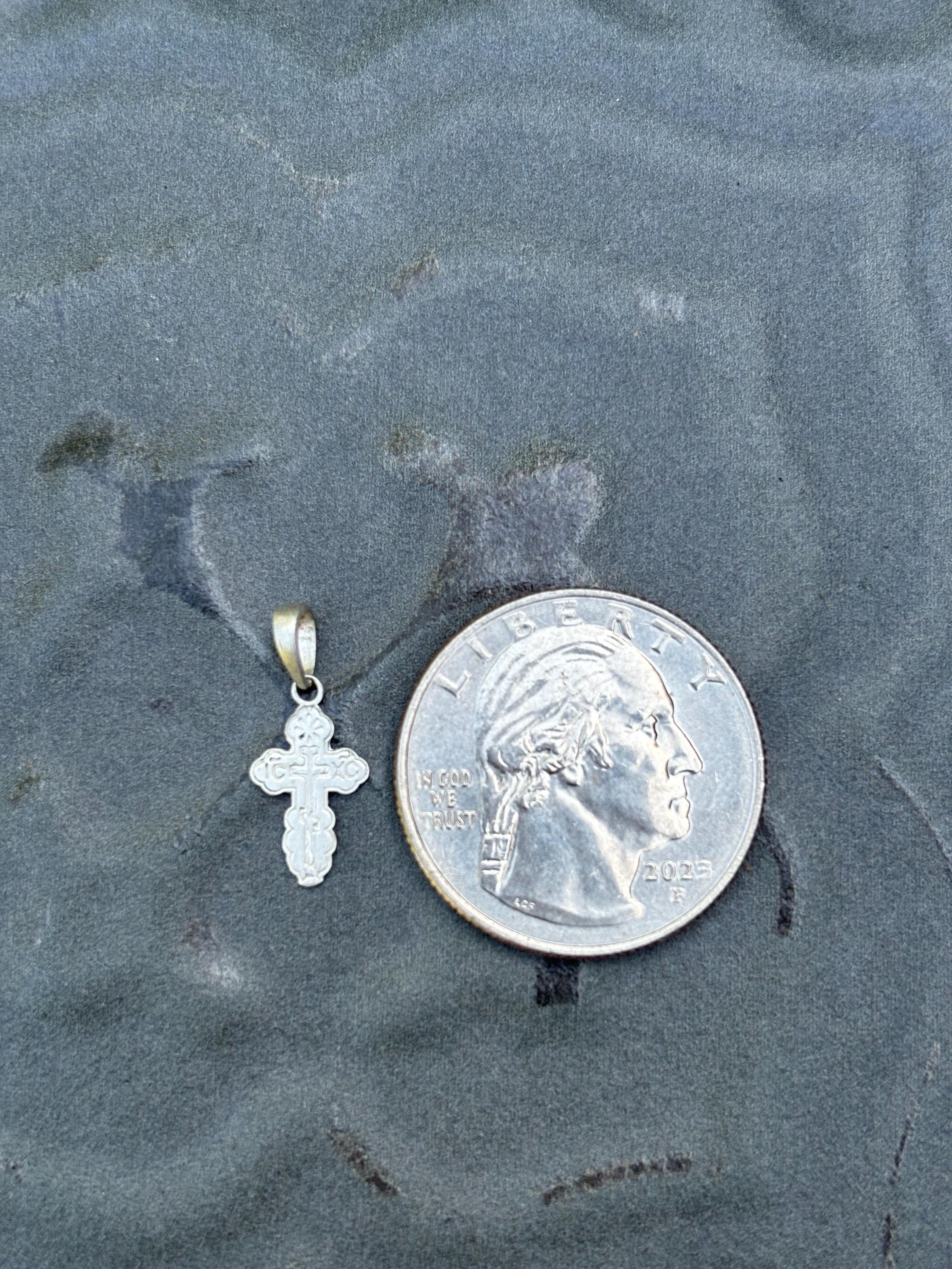 White Gold Mini Cross Charm
