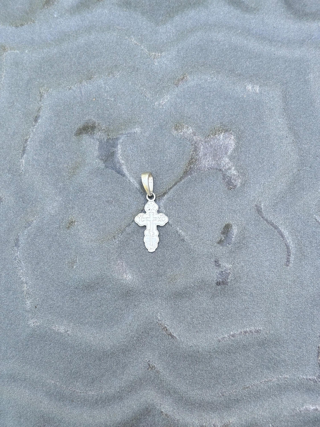 White Gold Mini Cross Charm