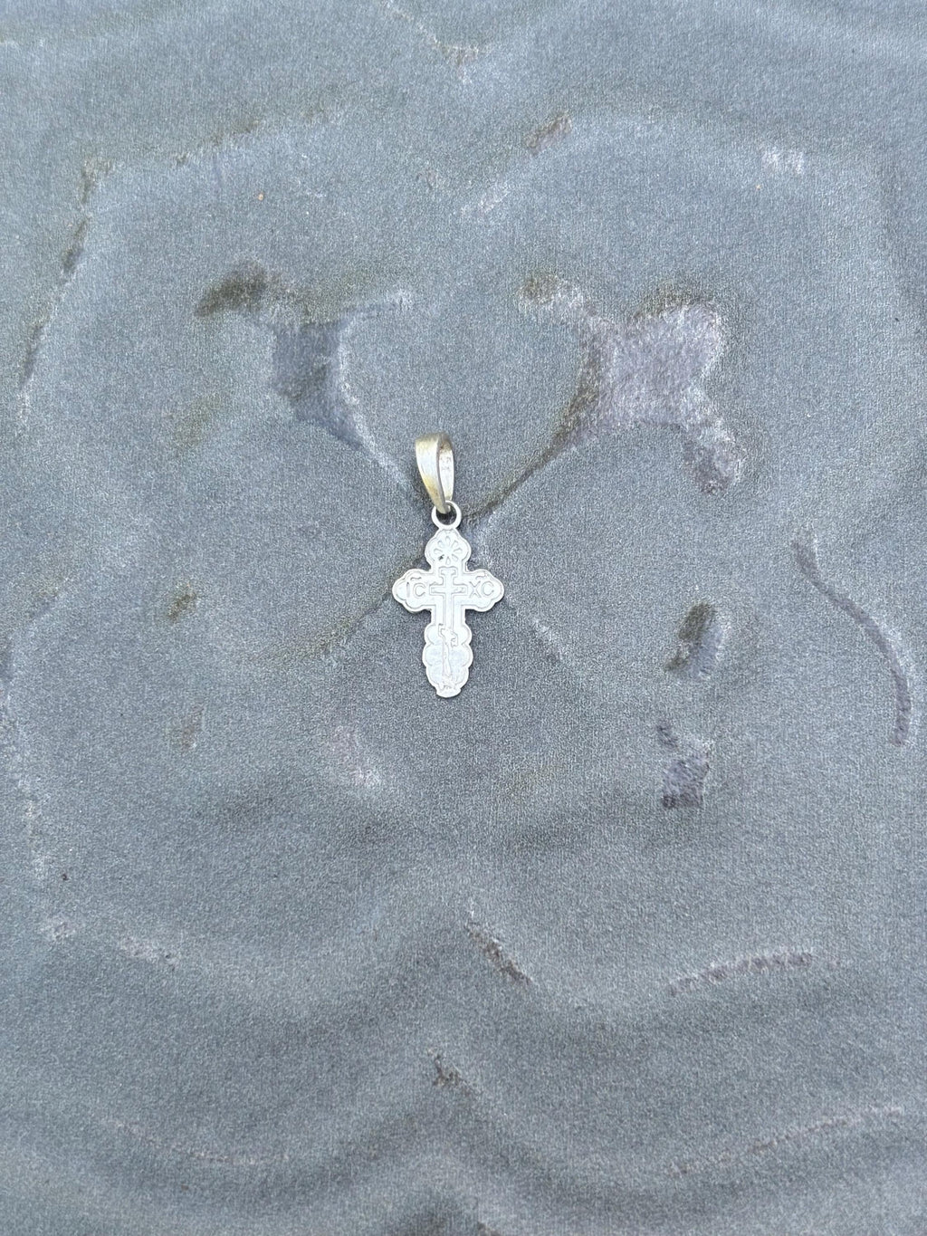 White Gold Mini Cross Charm
