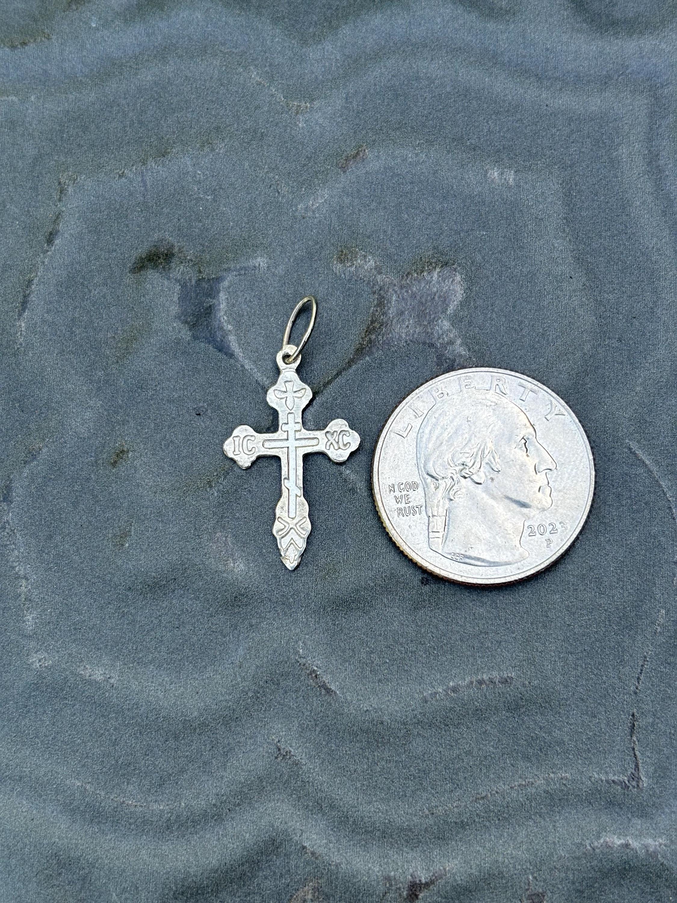 Sterling Silver Eastern Orthodox Cross Charm