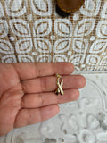 10K Yellow Gold Ribbon Design Detailed Charm Pendant, Breast Cancer Awareness Ribbon, Survivor