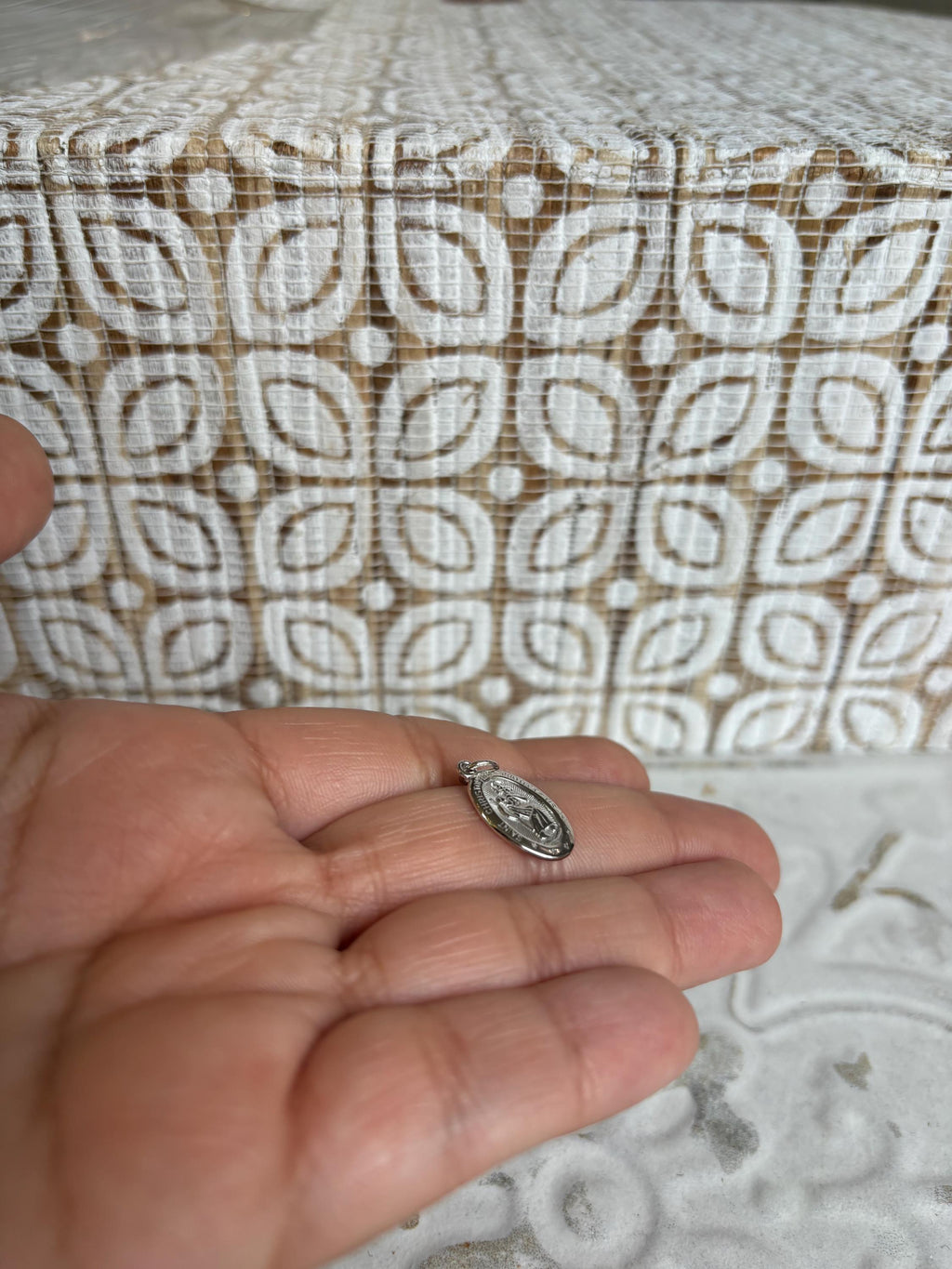 10K White Gold Pendant, with Detailed Saint Christopher Design