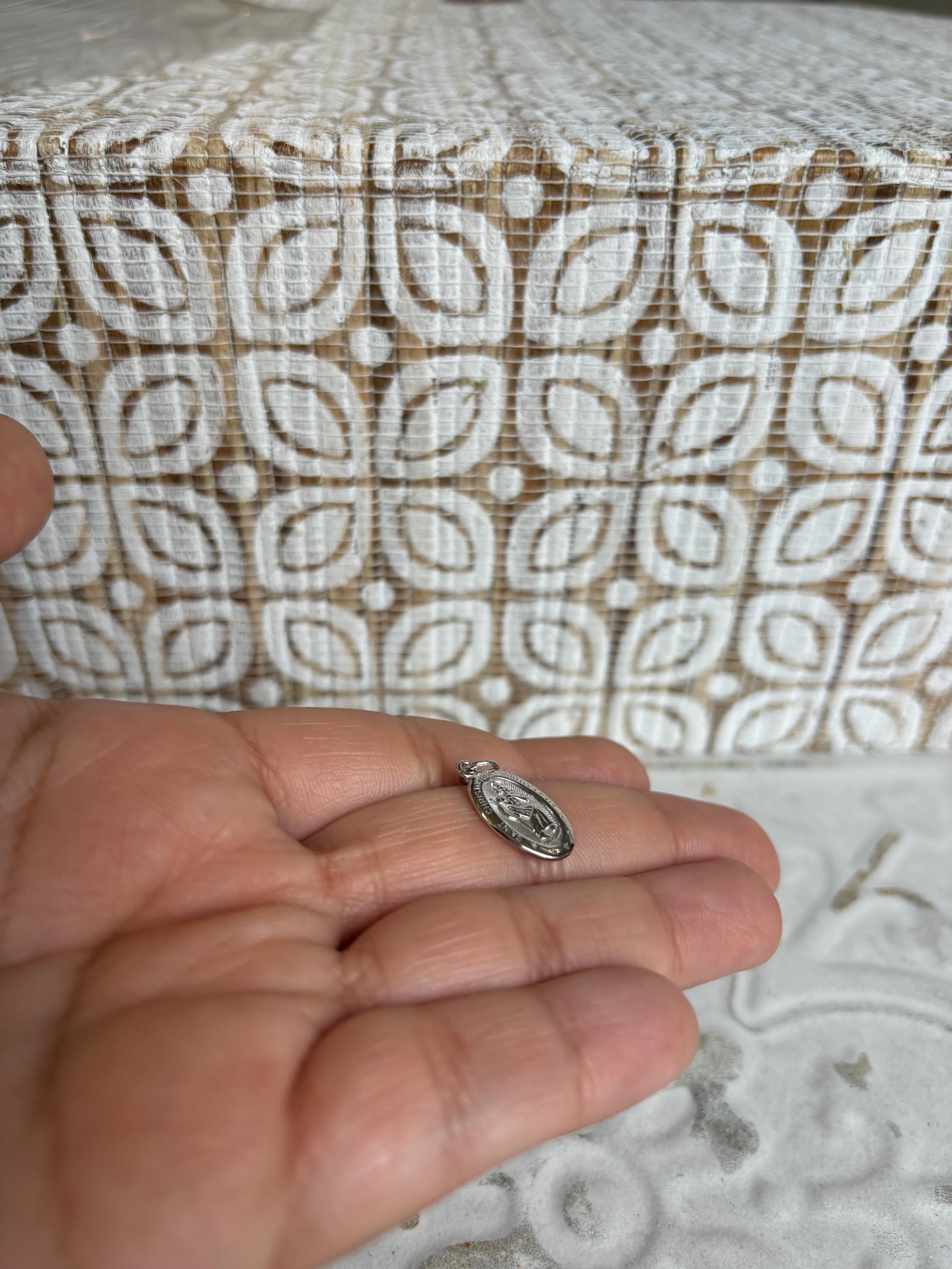 10K White Gold Pendant, with Detailed Saint Christopher Design