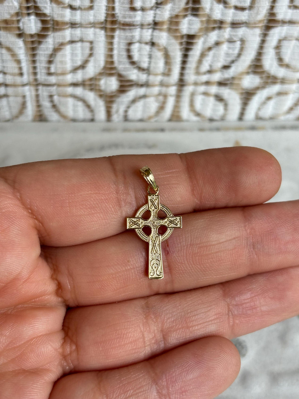 10k Celtic Cross with Eternity Circle Pendant Charm