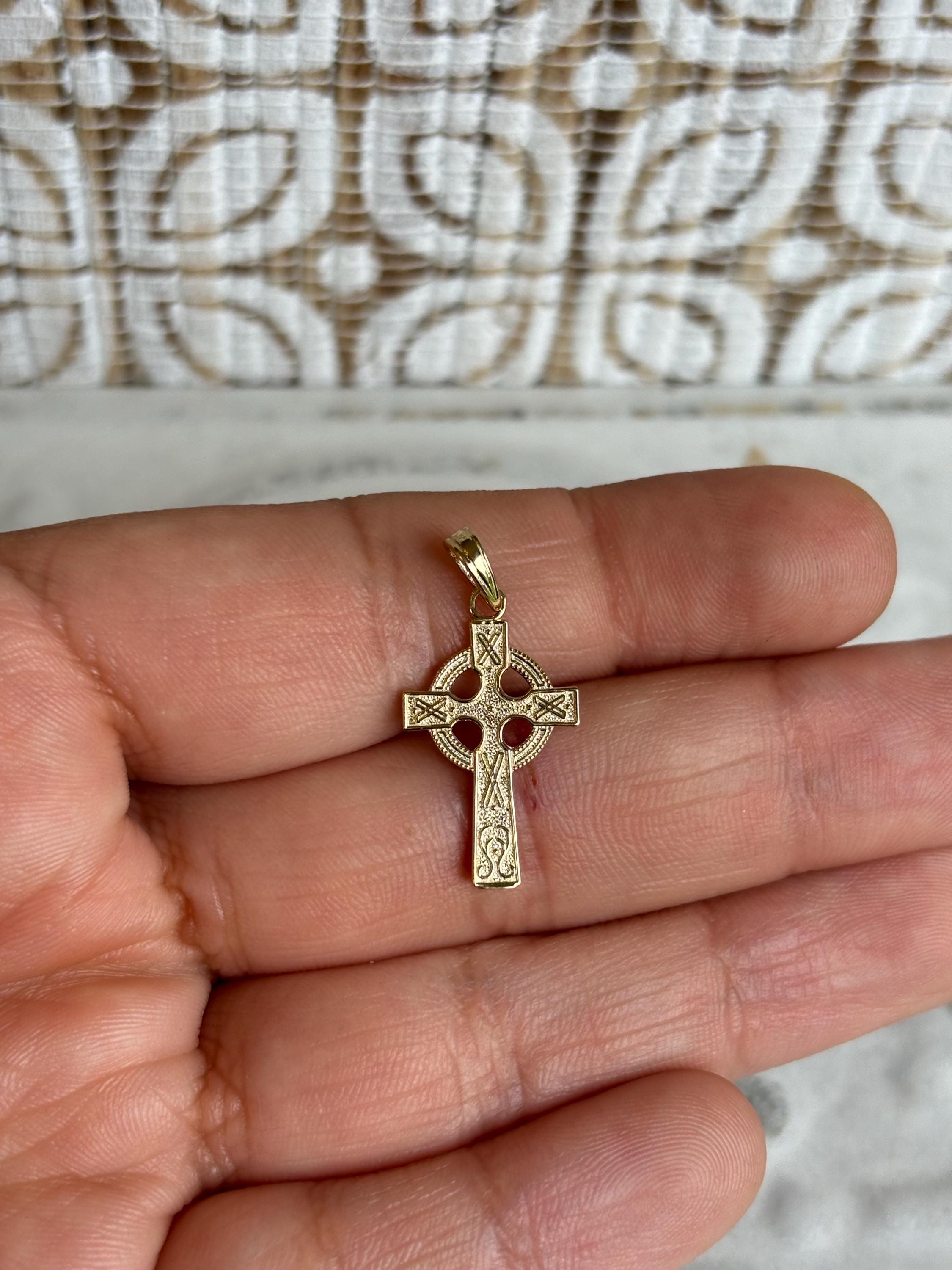 10k Celtic Cross with Eternity Circle Pendant Charm