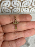 14K Scalloped Edge Crucifix Charm