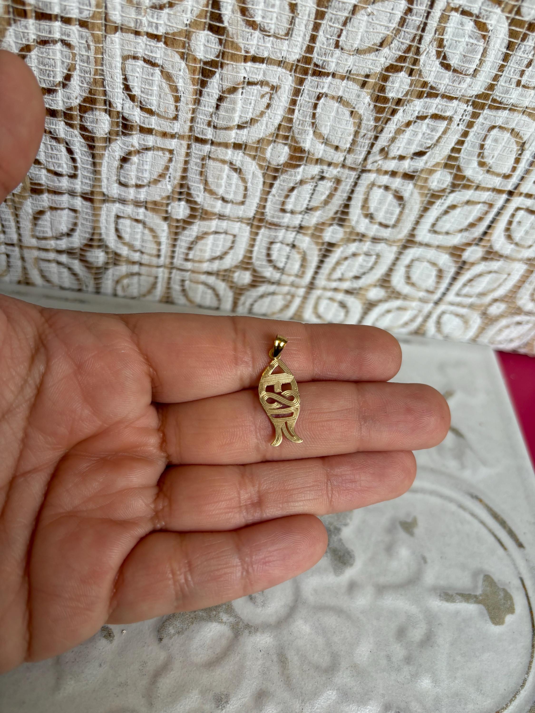 10k Gold Jesus Fish Pendant