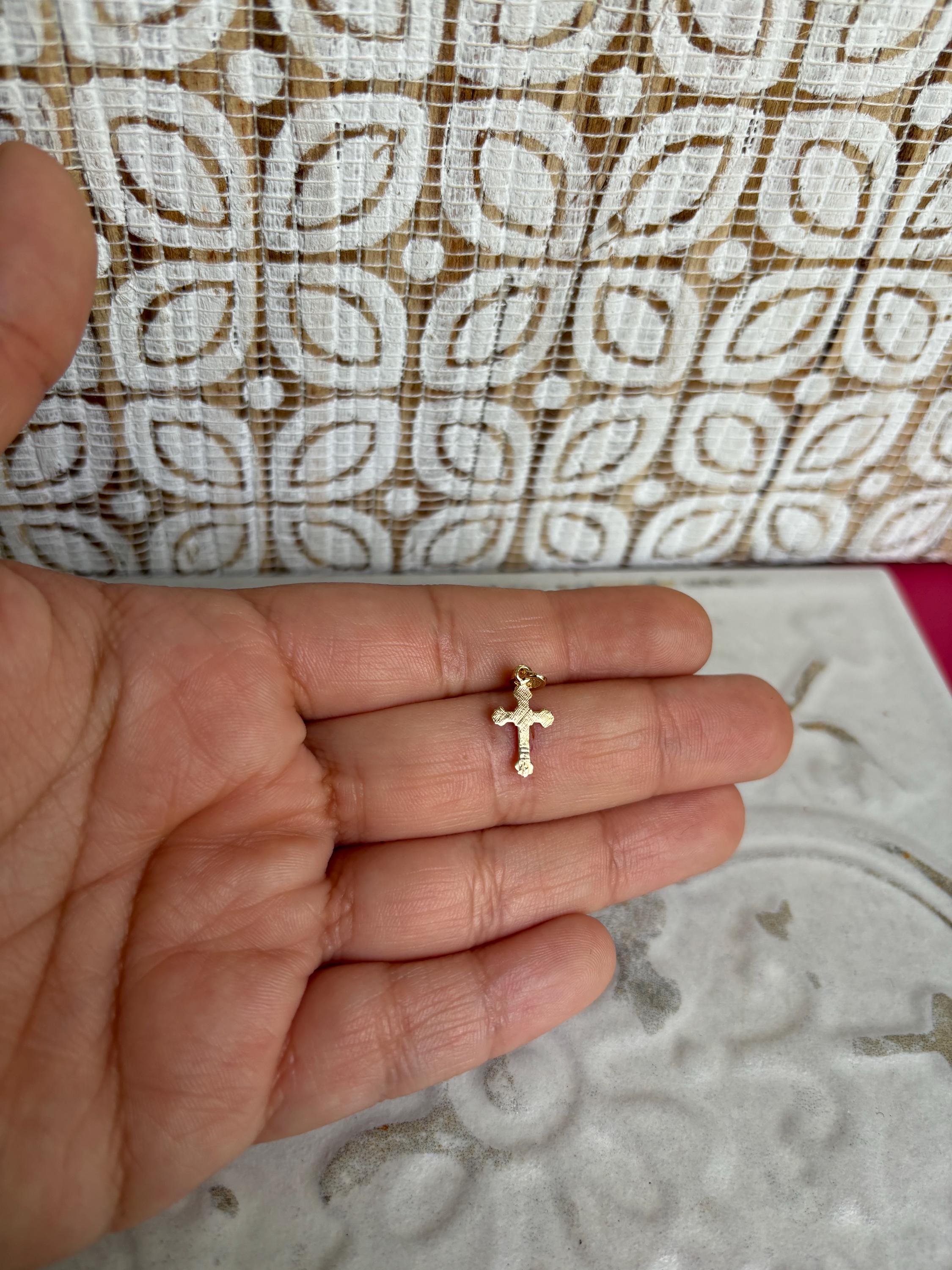14K Mini Crucifix with Fancy Detail Charm
