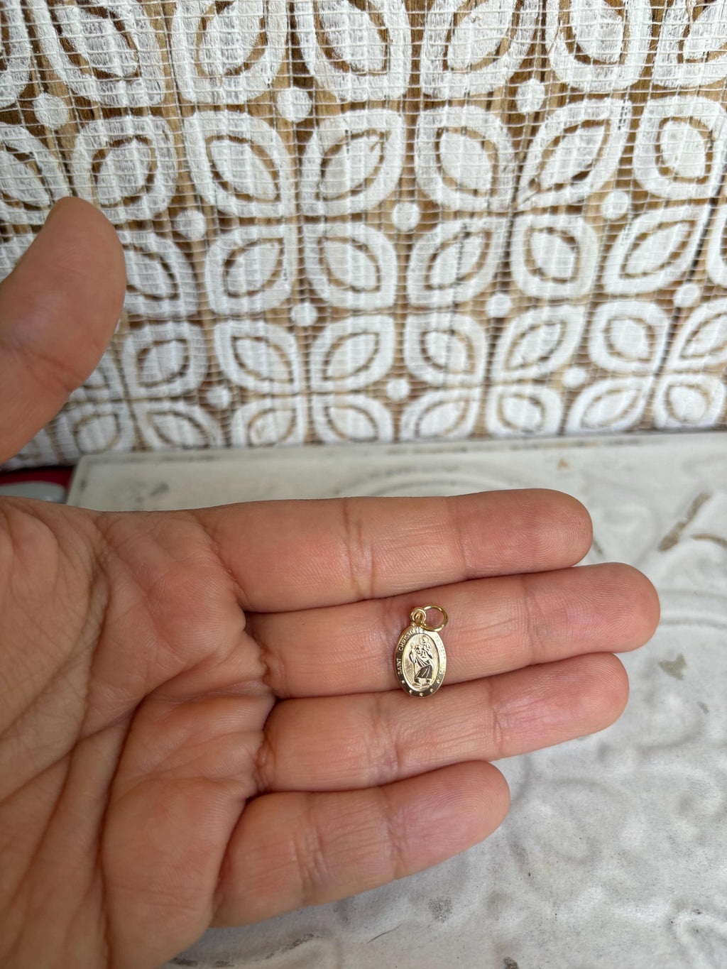 10k Small Oval Saint Christopher Charm