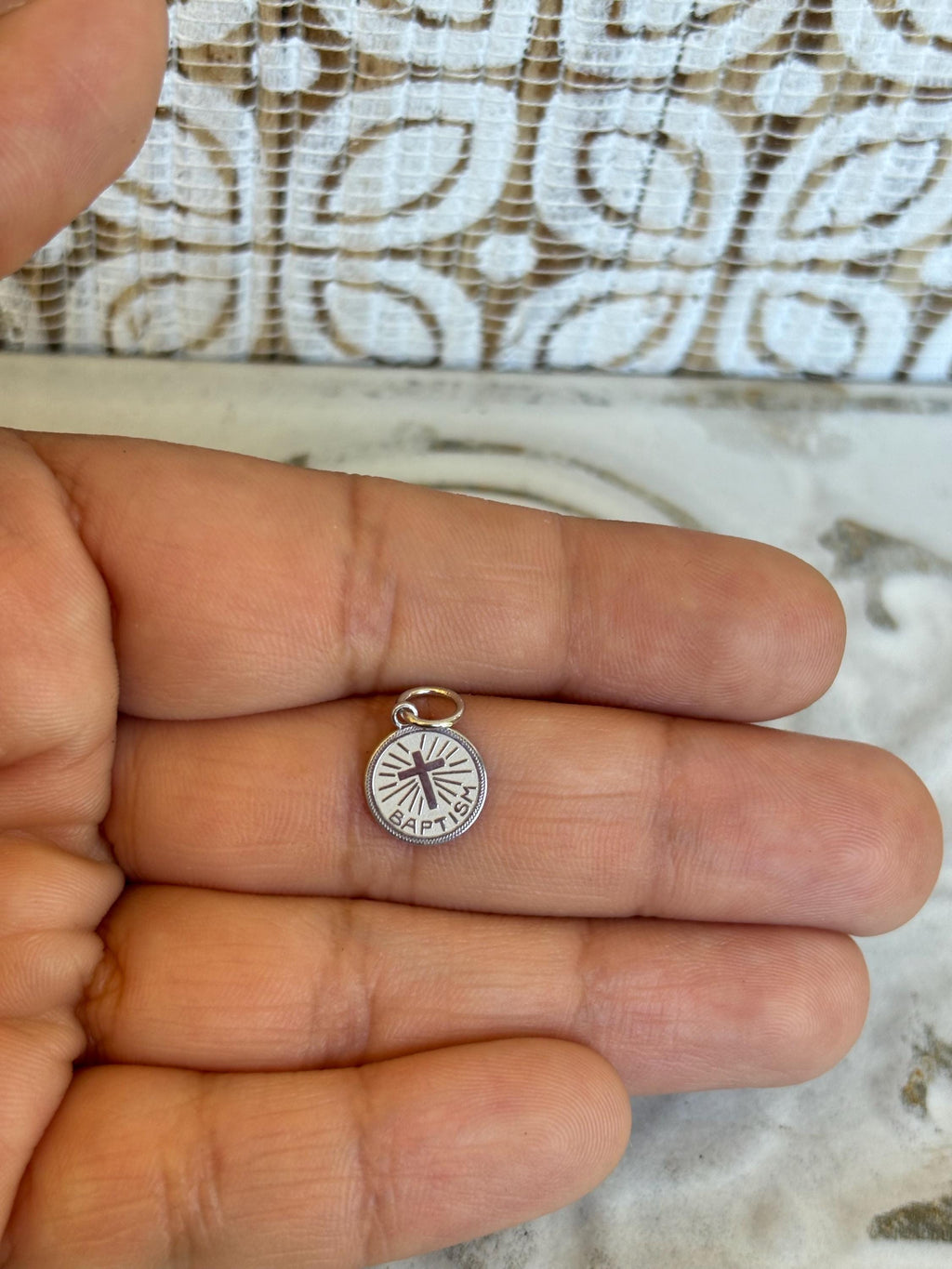 Sterling Silver-plated Baptism Charm