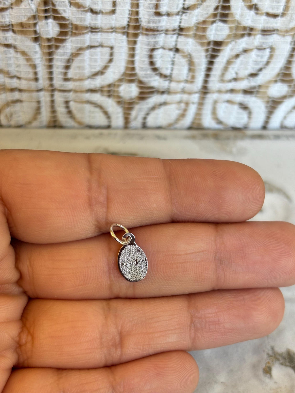 10K White Gold Mini Oval St. Christopher Medal Charm