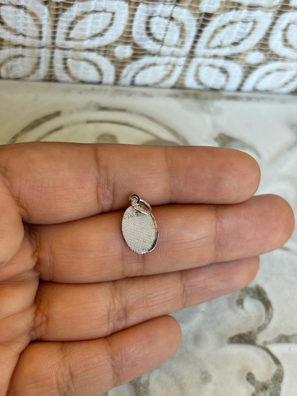 10K White Gold Mini Oval St. Christopher Medal Pendant