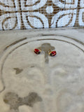 14K Small Red and Black Enamel Ladybug Earrings