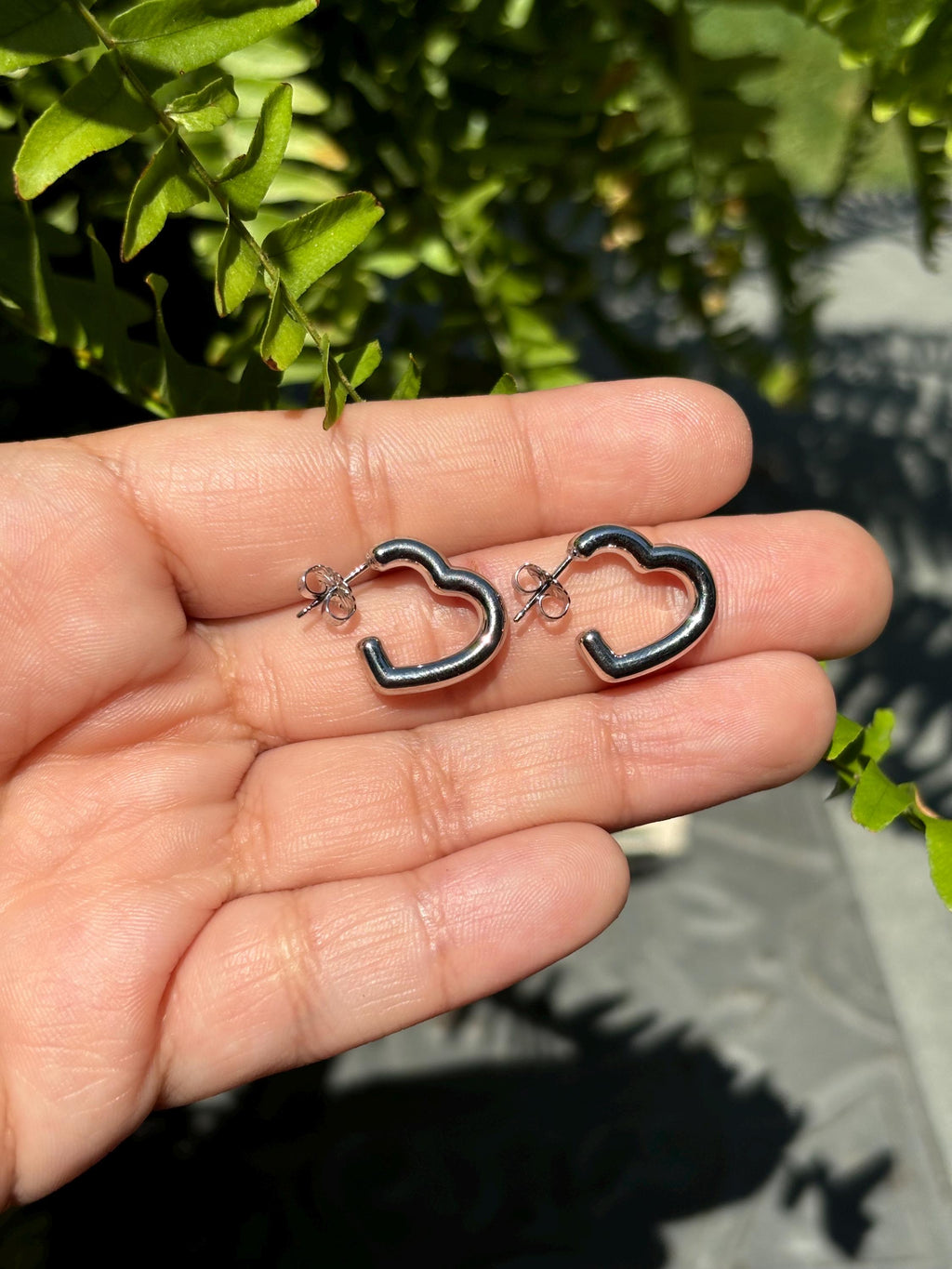 Sterling Silver Bubble Open Heart Earrings