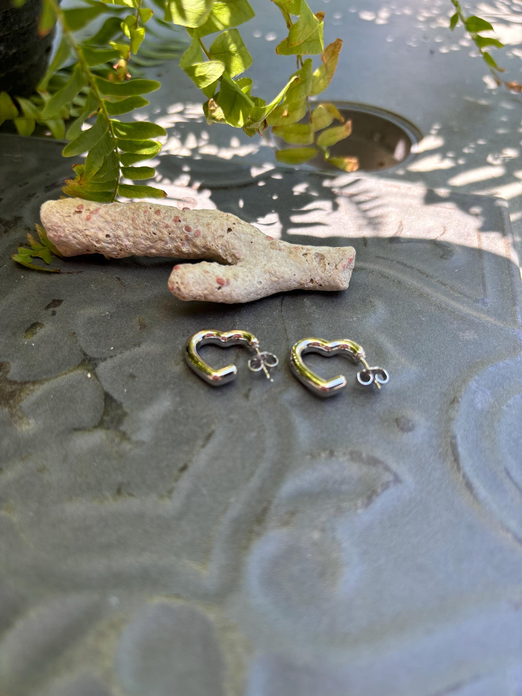 Sterling Silver Bubble Open Heart Earrings