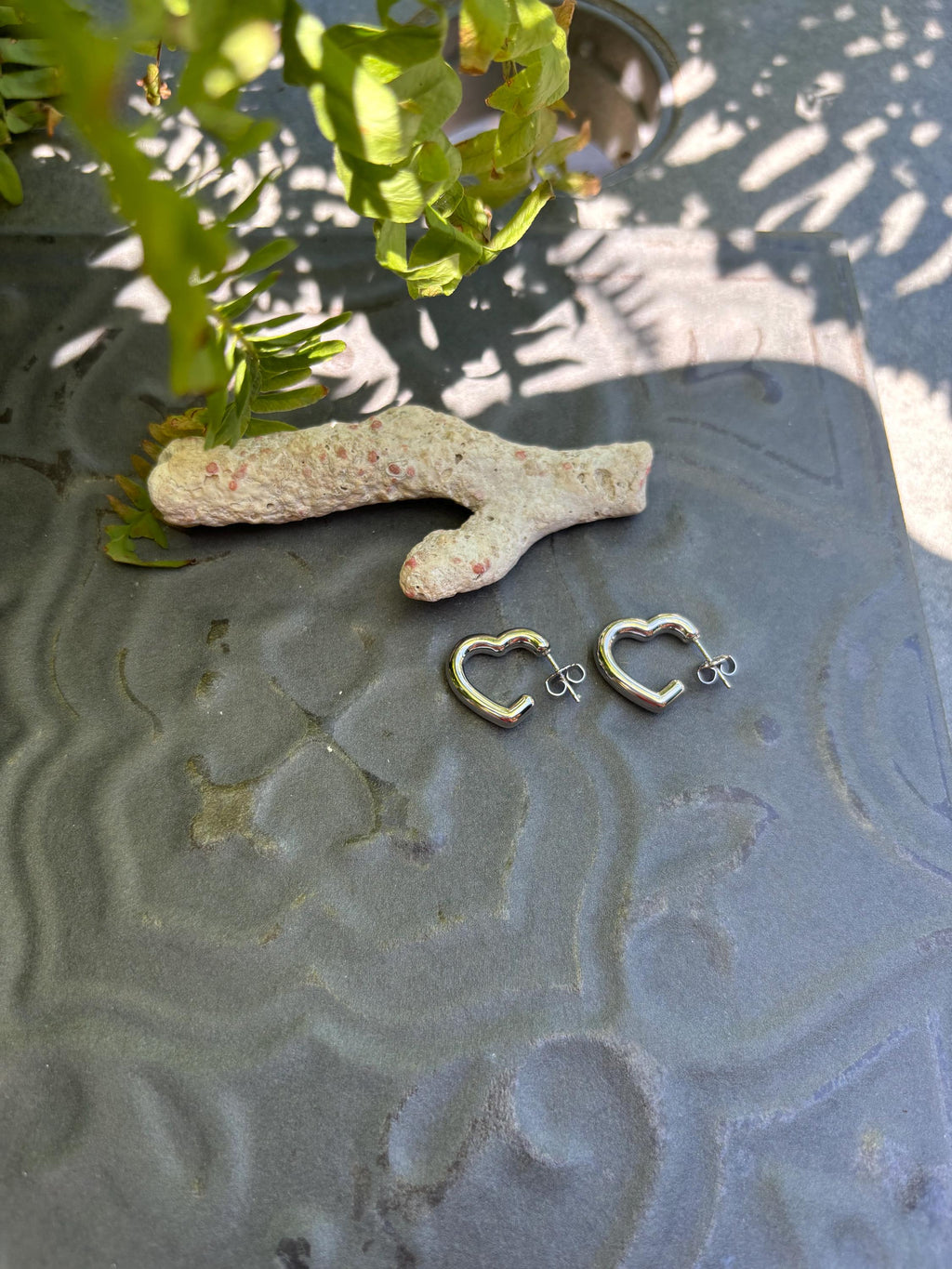 Sterling Silver Bubble Open Heart Earrings