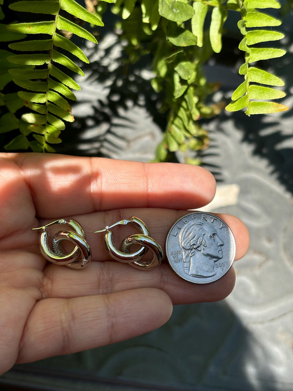 Sterling Silver Chubby Donut Drop Hoop Earrings