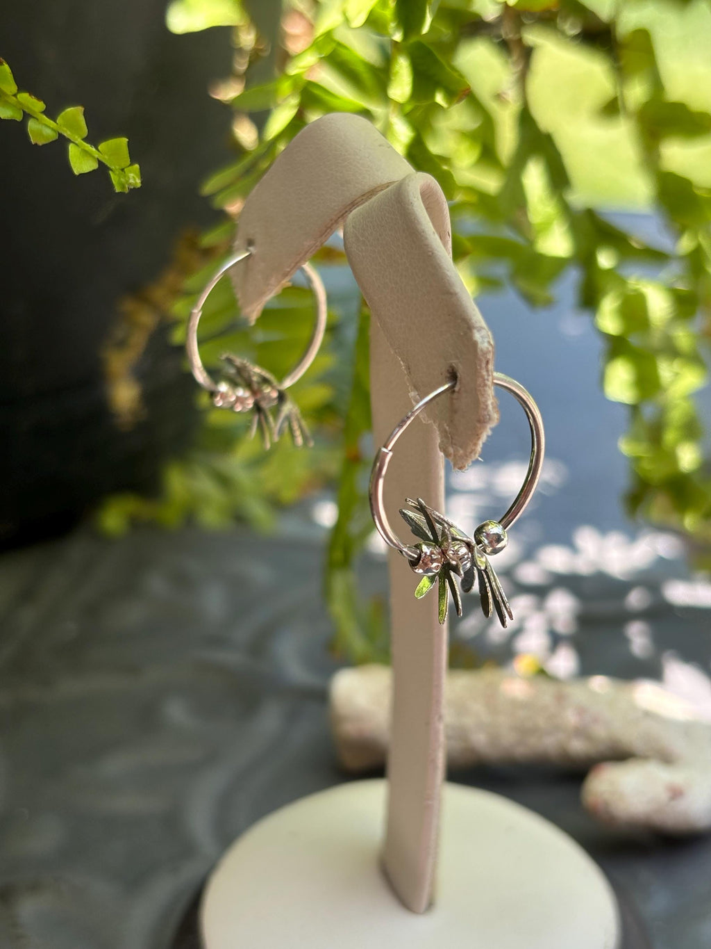 Sterling Silver Stacked Flower Hoop Earrings