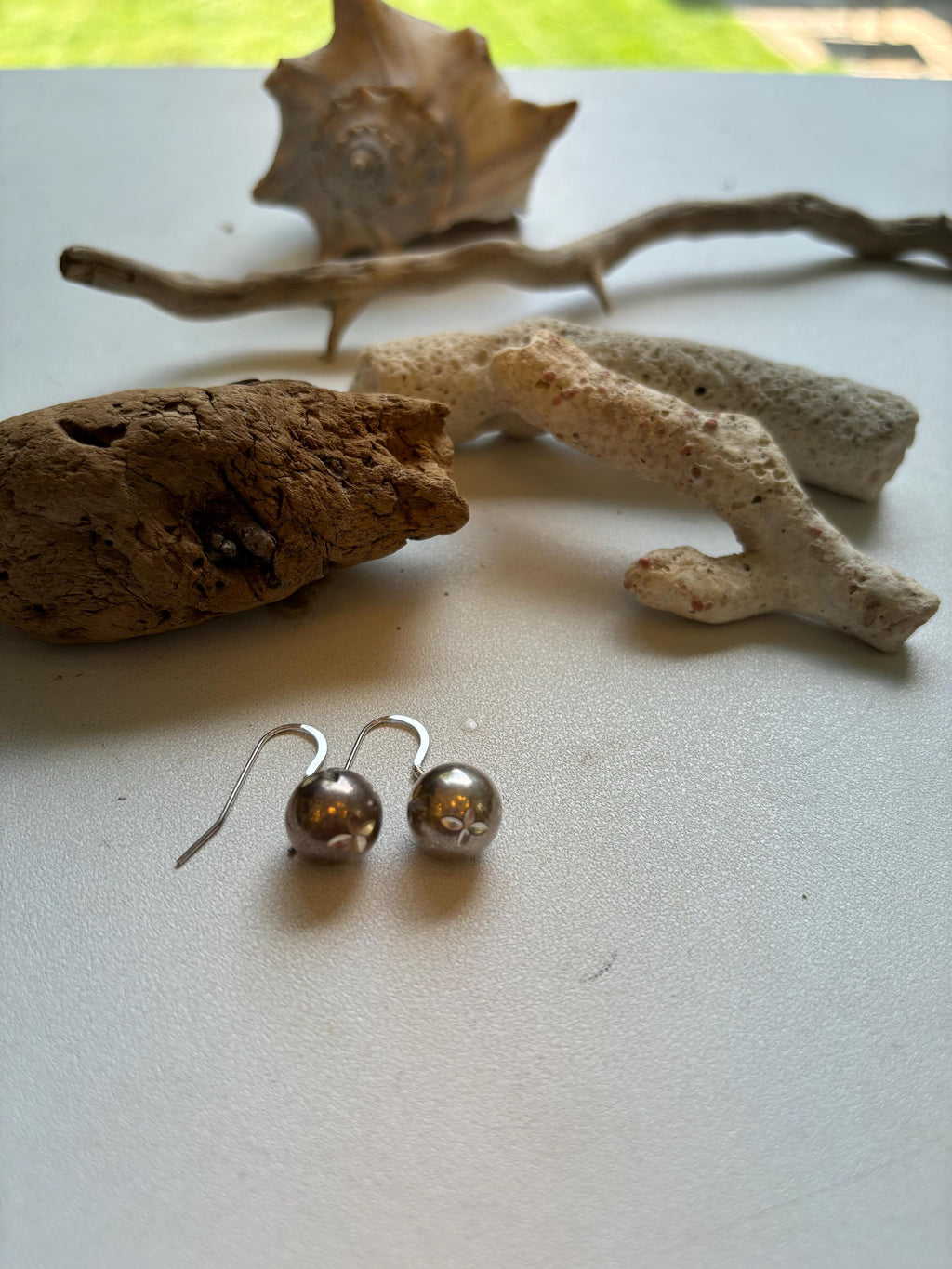 Sterling Silver Small Detailing Ball Dangle Earrings