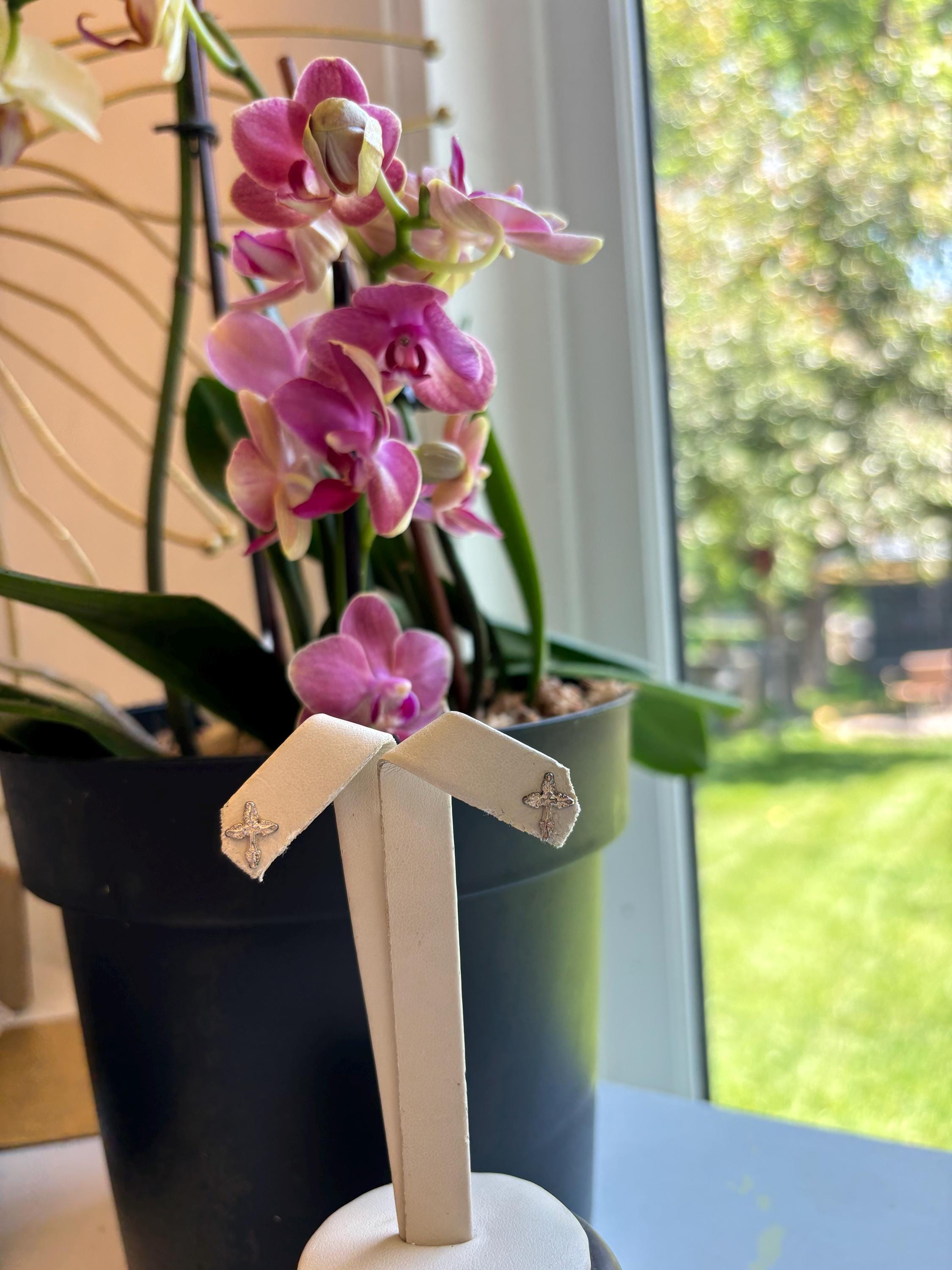Sterling Silver Mini Cross Earrings