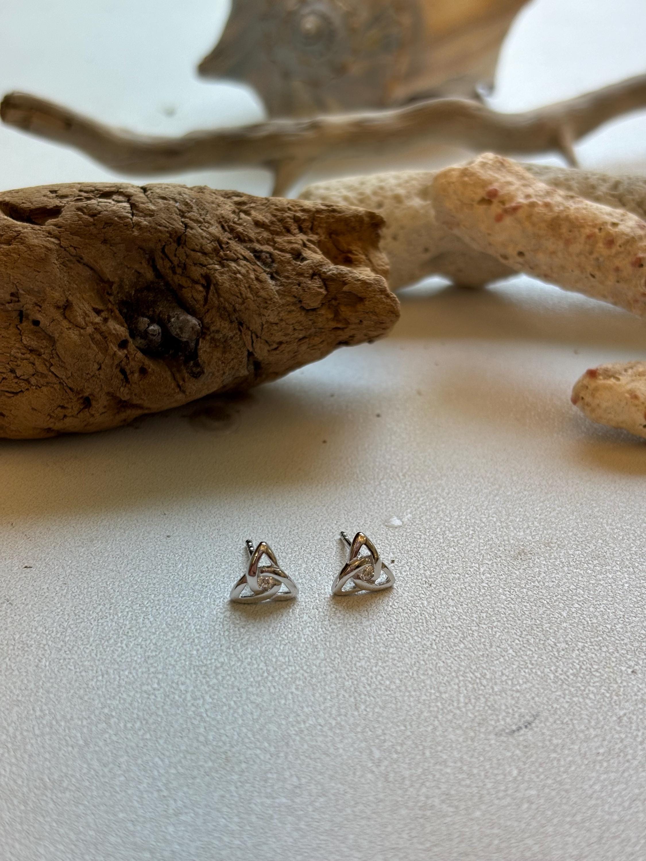 Sterling Silver Mini Twisted Triangle Earrings
