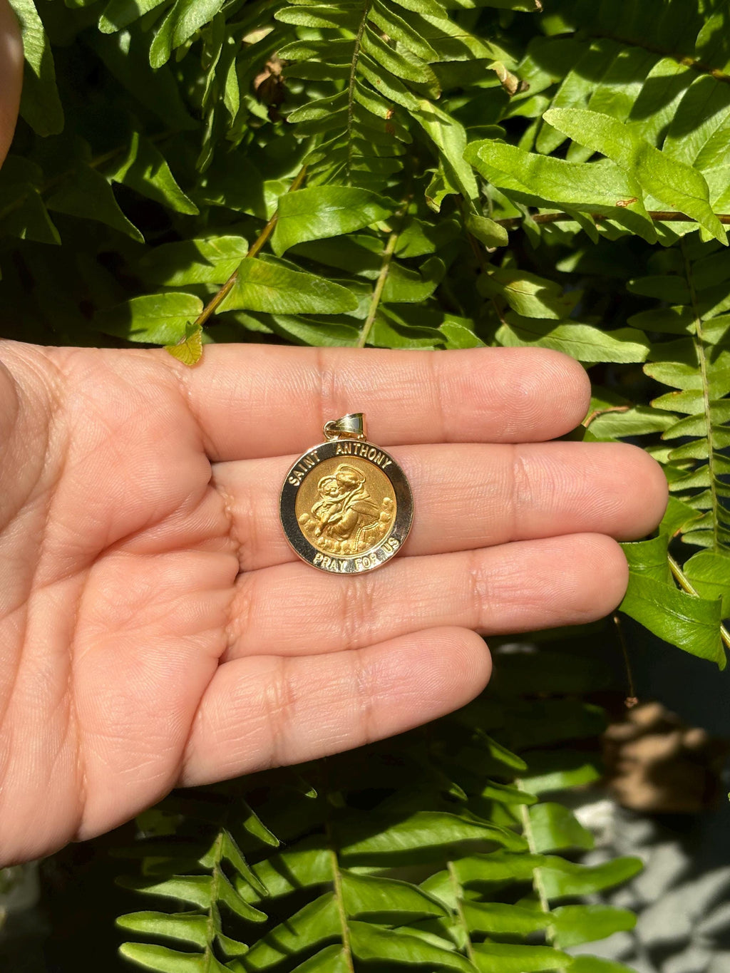 14k Gold Polished- Large Saint Anthony Medal Pendant