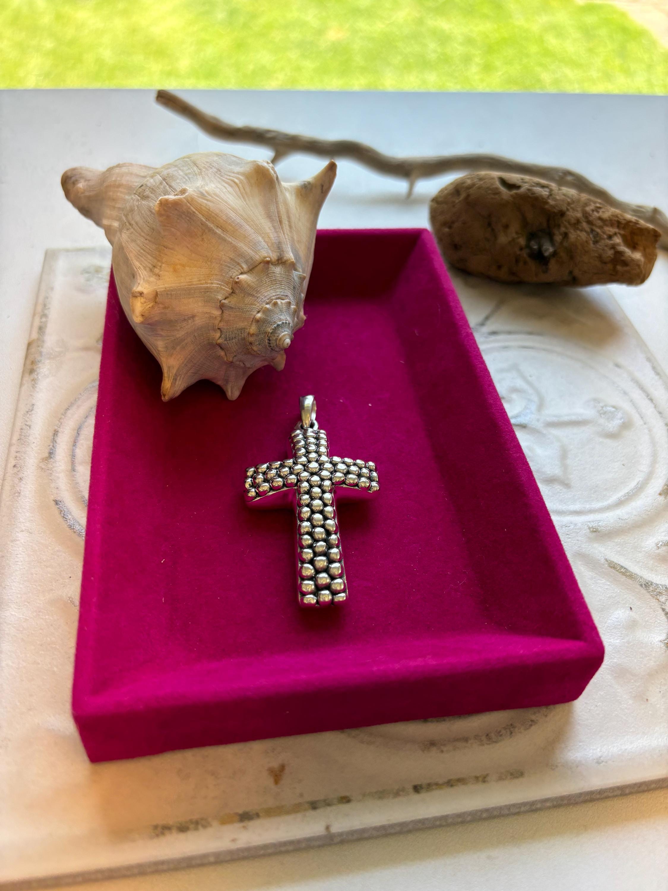 Sterling Silver Beaded Cross Pendant