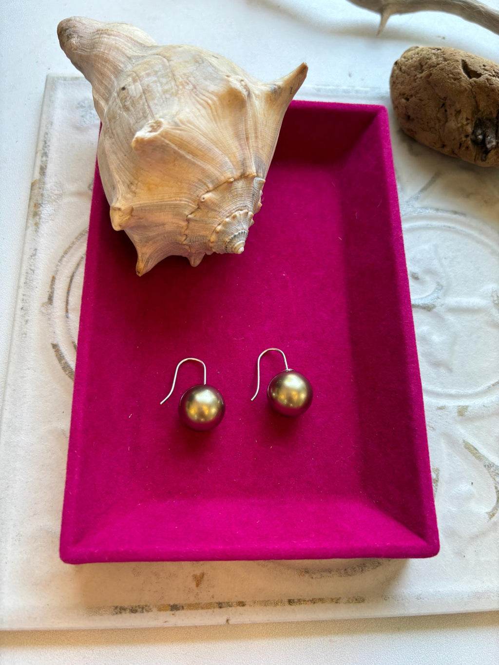 Sterling Silver Olive Bead Earrings