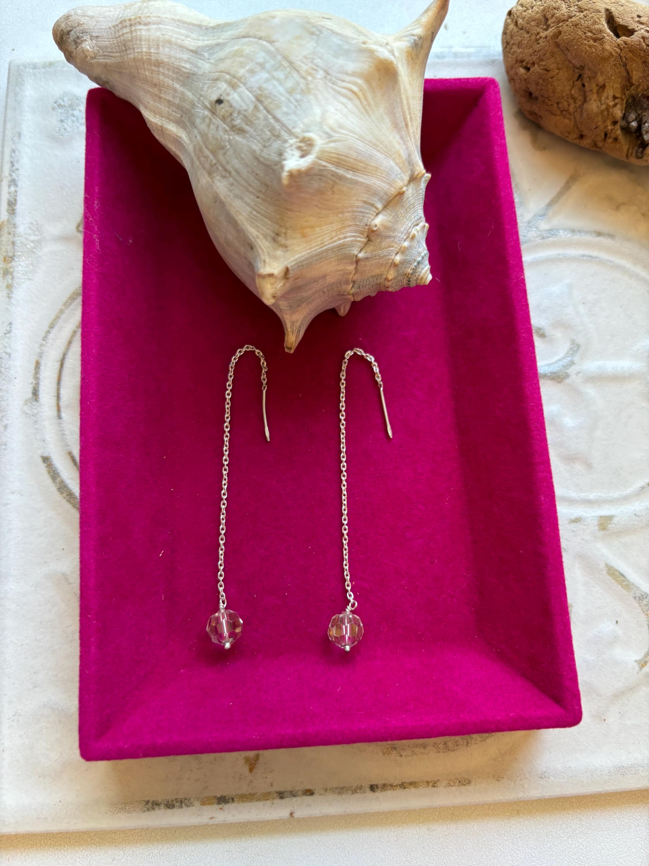 Sterling Silver Crystal Bead Earrings