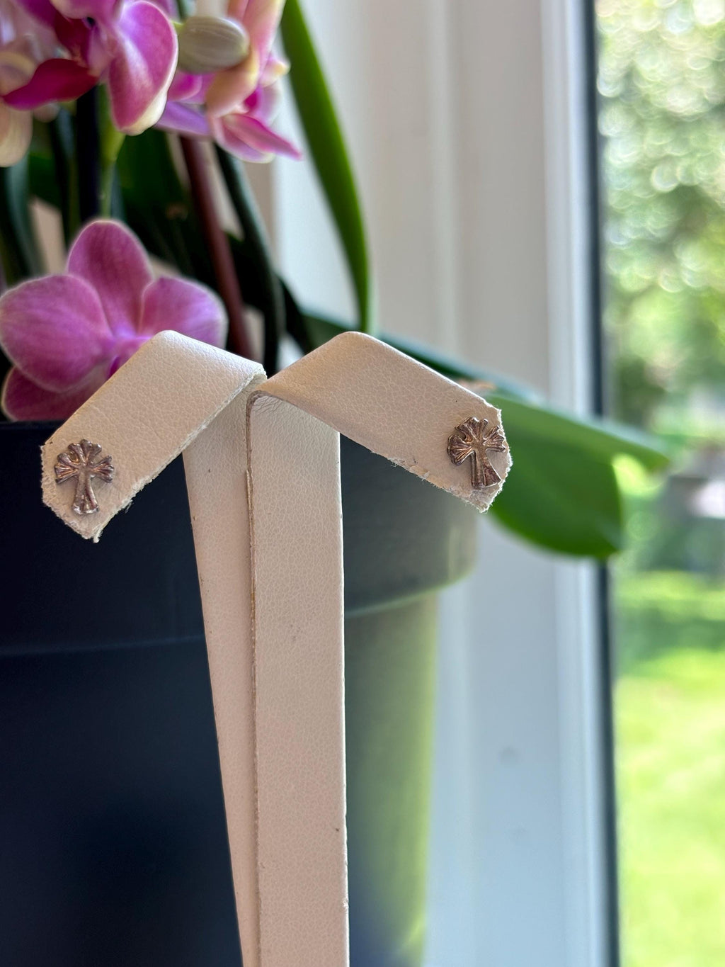 Sterling Silver Mini Scaloped Cross Earrings