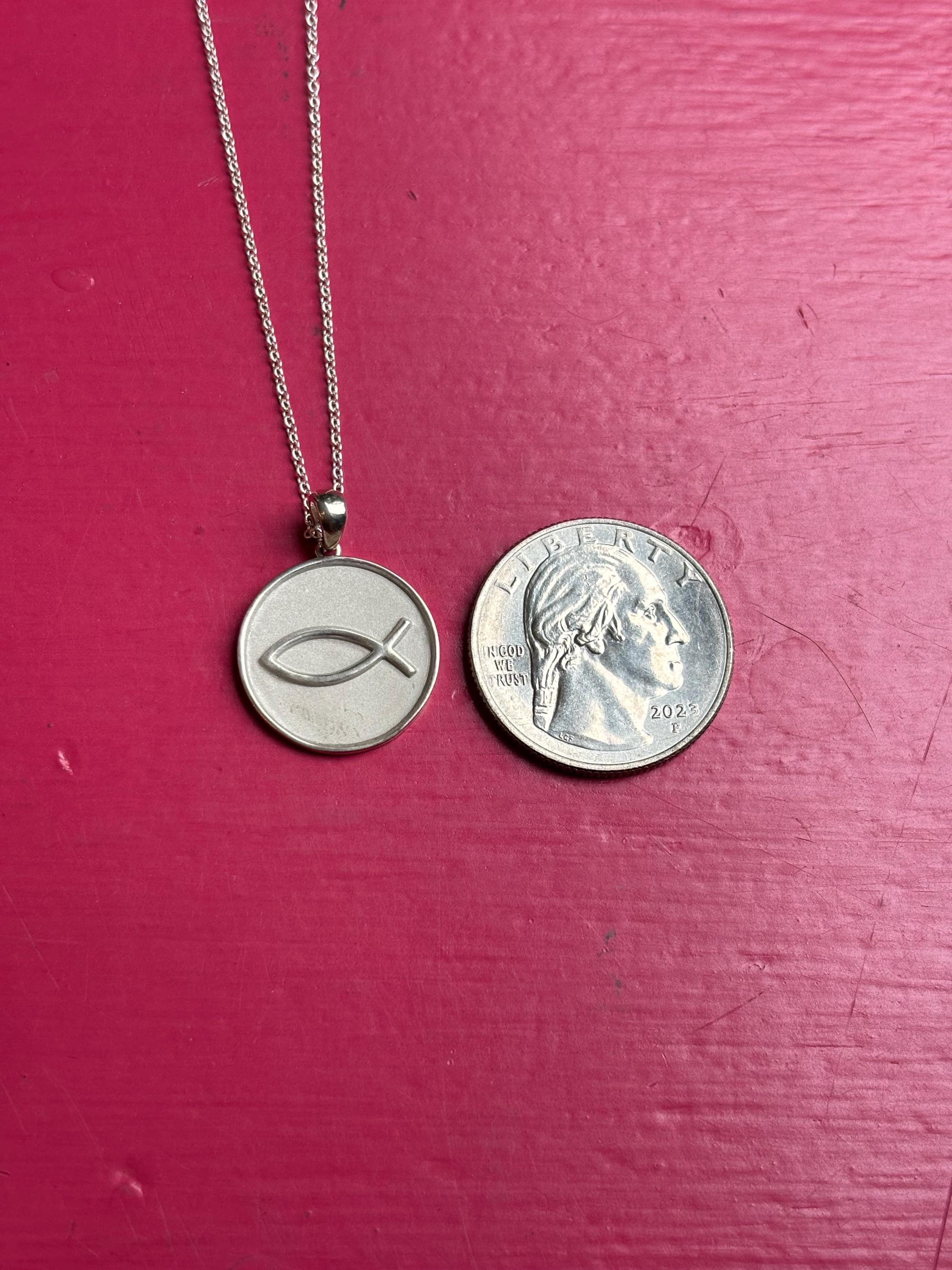 14K White Gold Fish Necklace