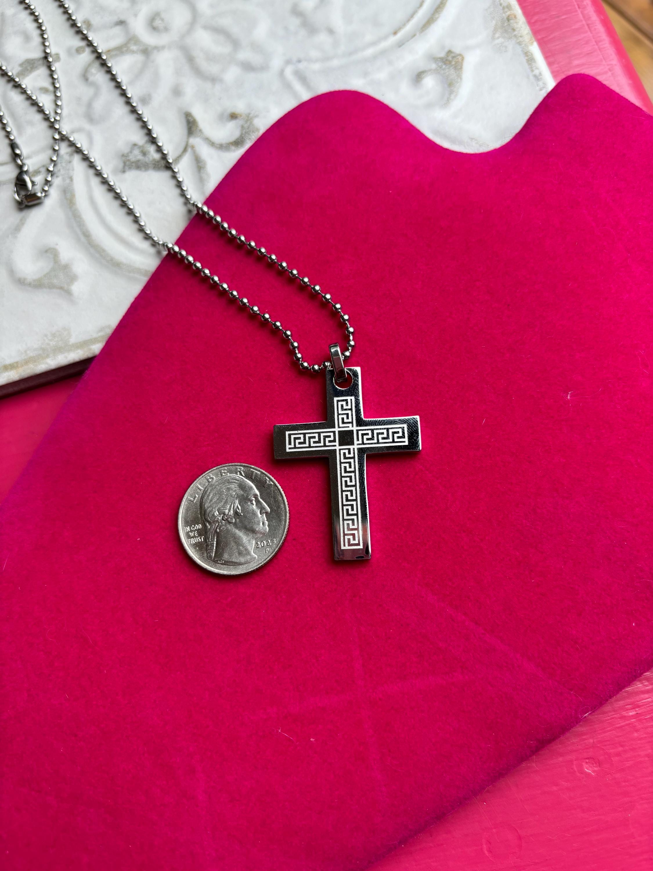 Stainless Steel Greek Cross Pendant Necklace