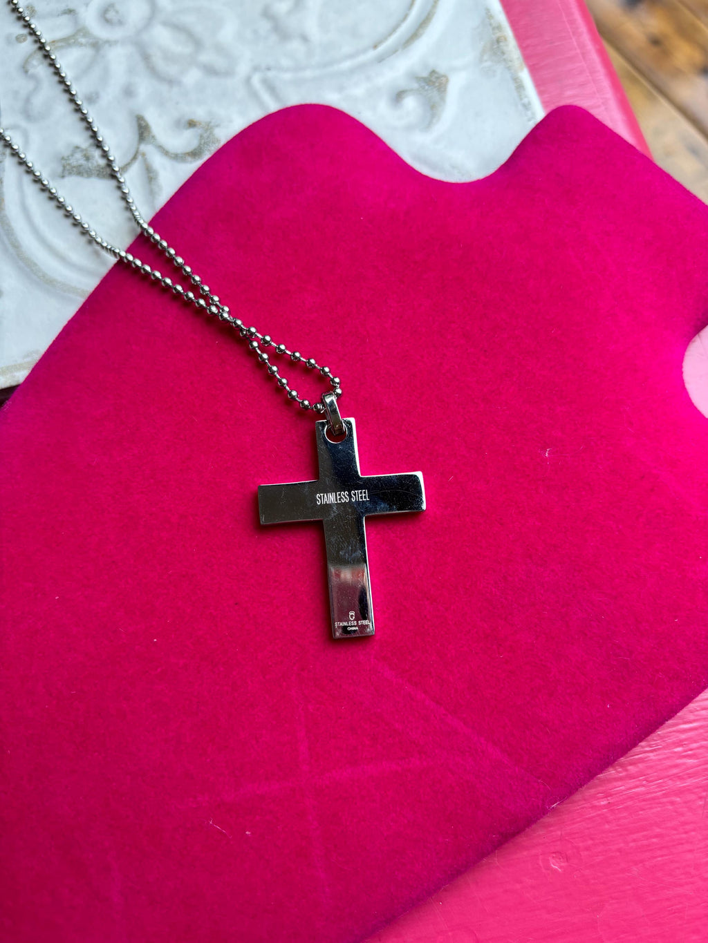 Stainless Steel Greek Cross Pendant Necklace
