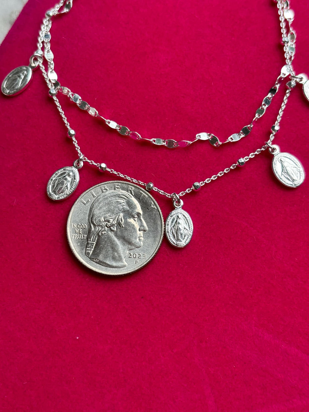 Sterling Silver Miraculous Medal Charm Bracelet