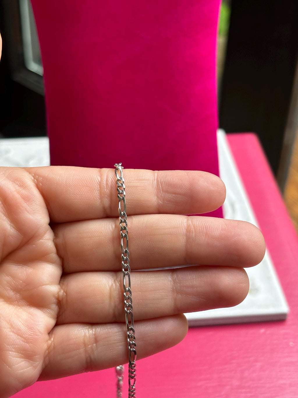 Sterling Silver Flat Figaro with Lobster Clasp Chain