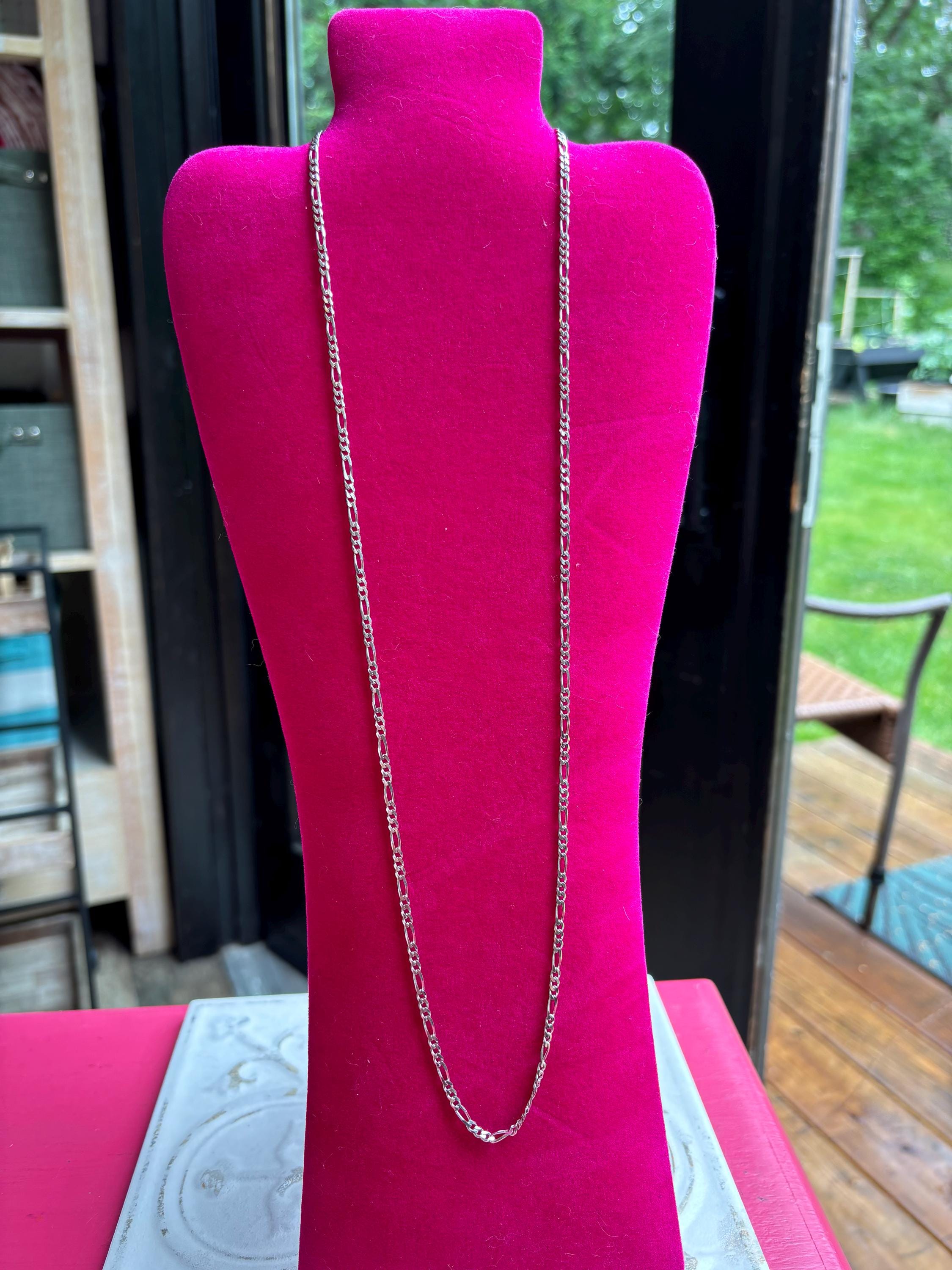 Sterling Silver Flat Figaro with Lobster Clasp Chain