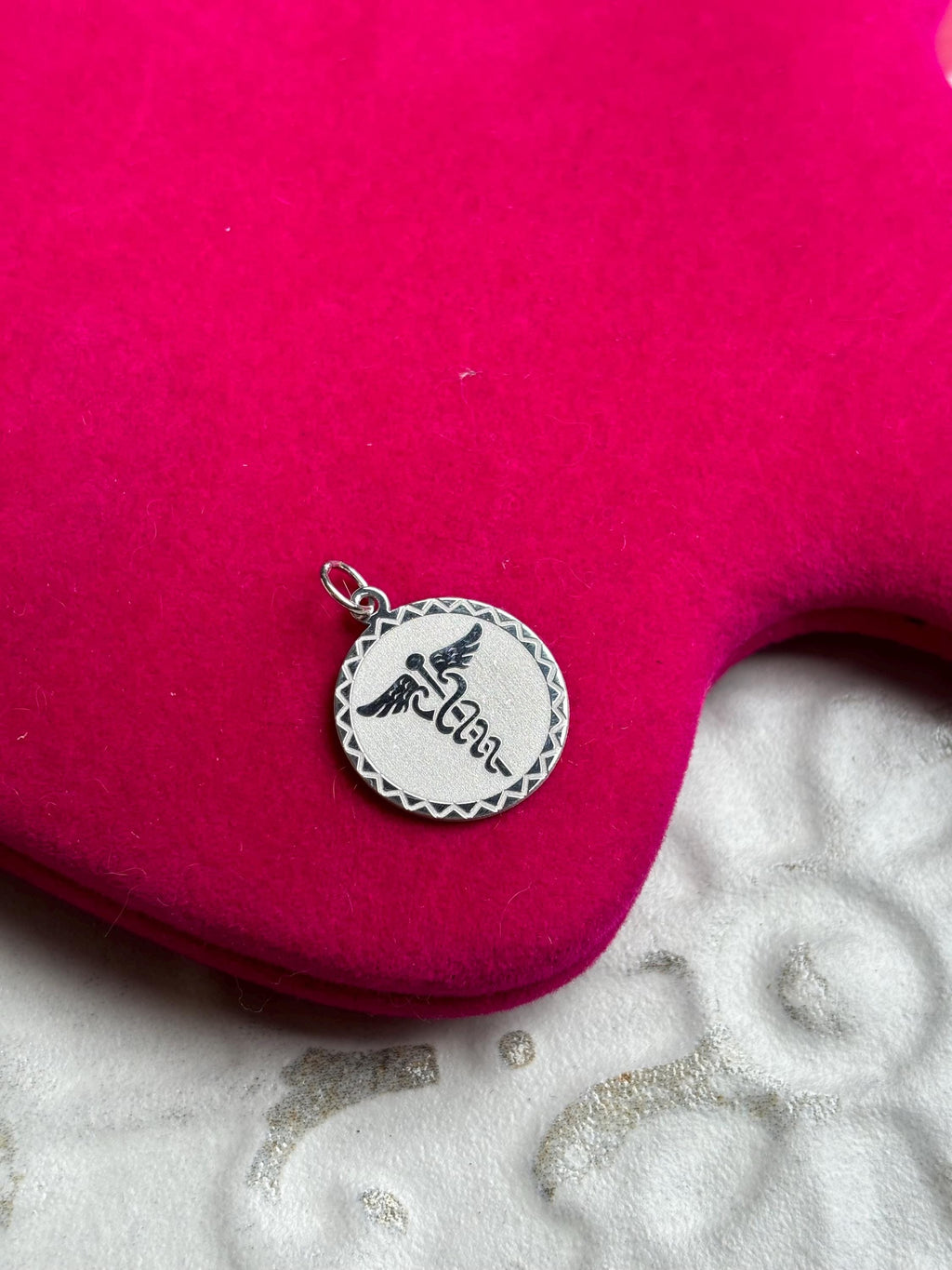 Sterling Silver Rhodium-plated Caduceus Pendant