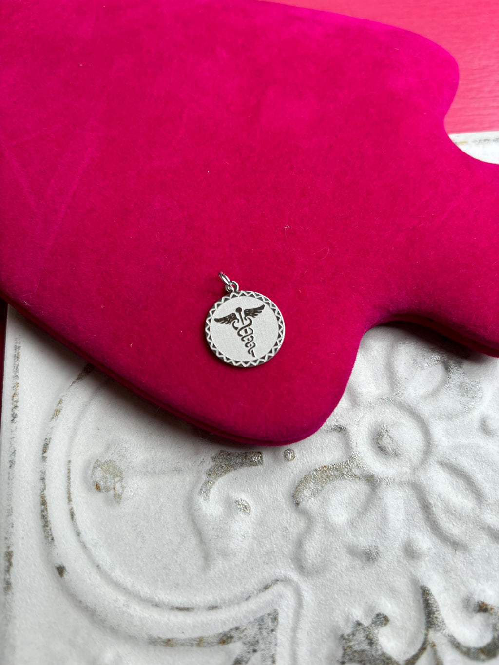 Sterling Silver Rhodium-plated Caduceus Pendant